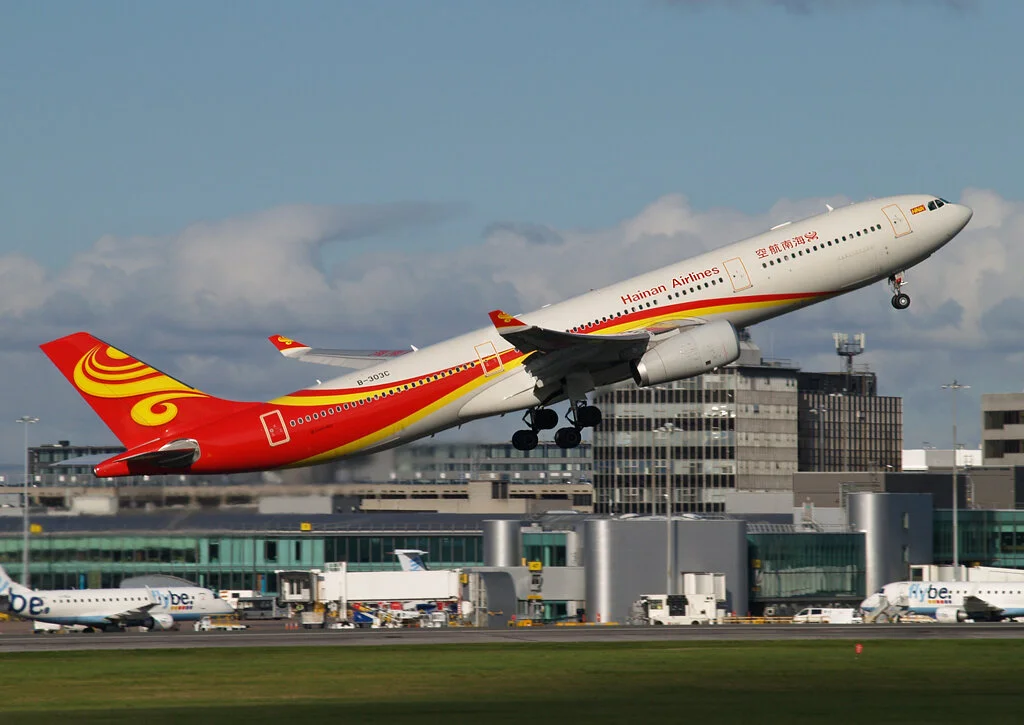 Hainan A330-300 B-303C takes flight from Runway 05 Left en route from Manchester to Beijing on 29th October. Photo:Stuart Prince.