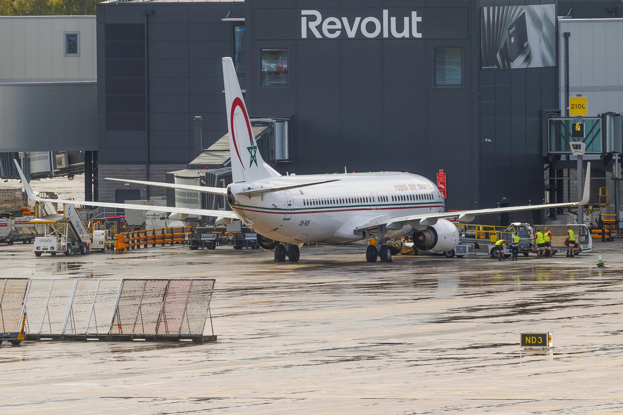 4th August 2026 - Royal Air Maroc B737-800 CN-ROE captured in the rain on stand by Bradley Caslin