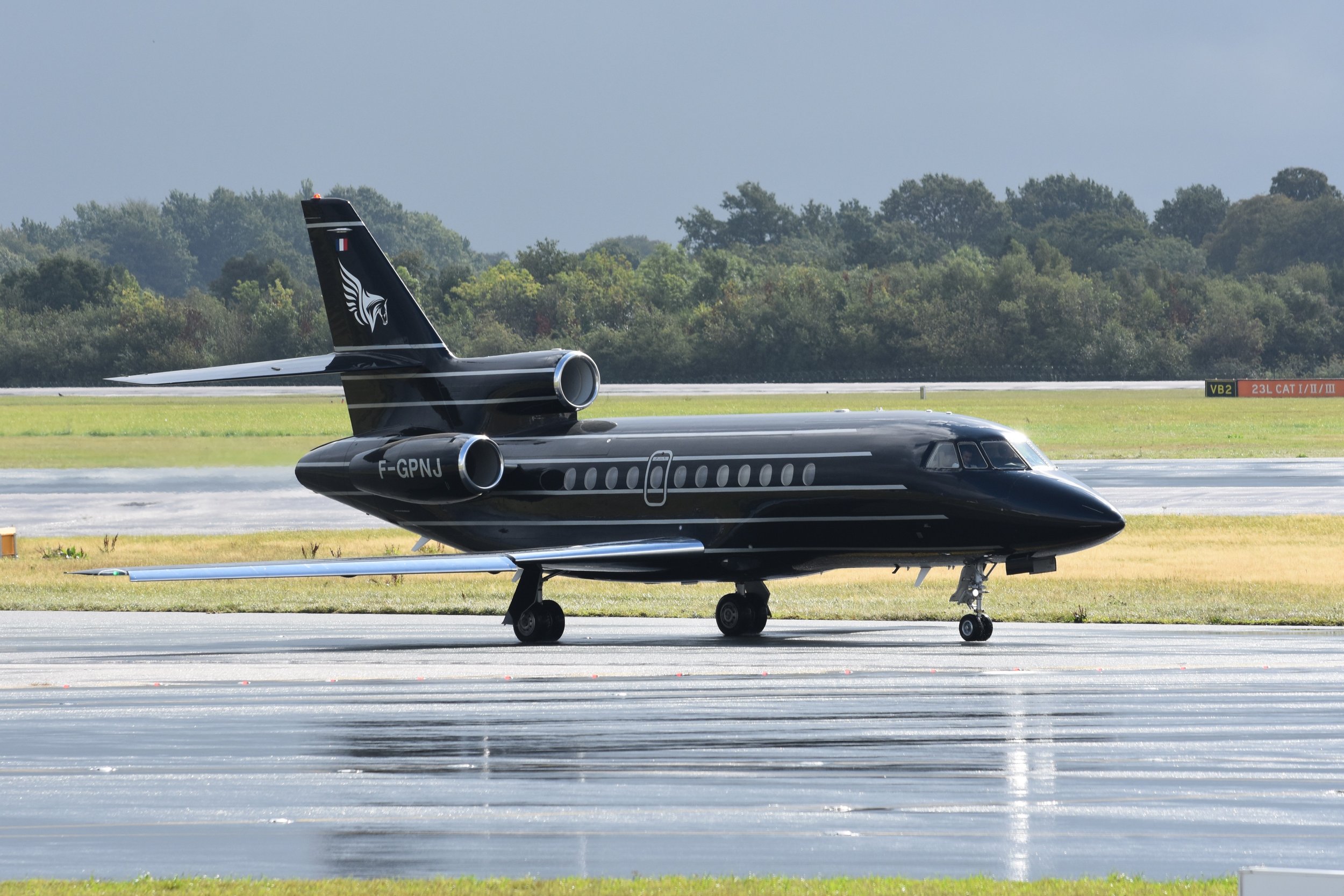 31st August 2026 - Luxaviation Dassault Falcon 900EX F-GPNJ arriving from Le Bourget (the aircraft later departed to LBG).  Photo: Mike Davies