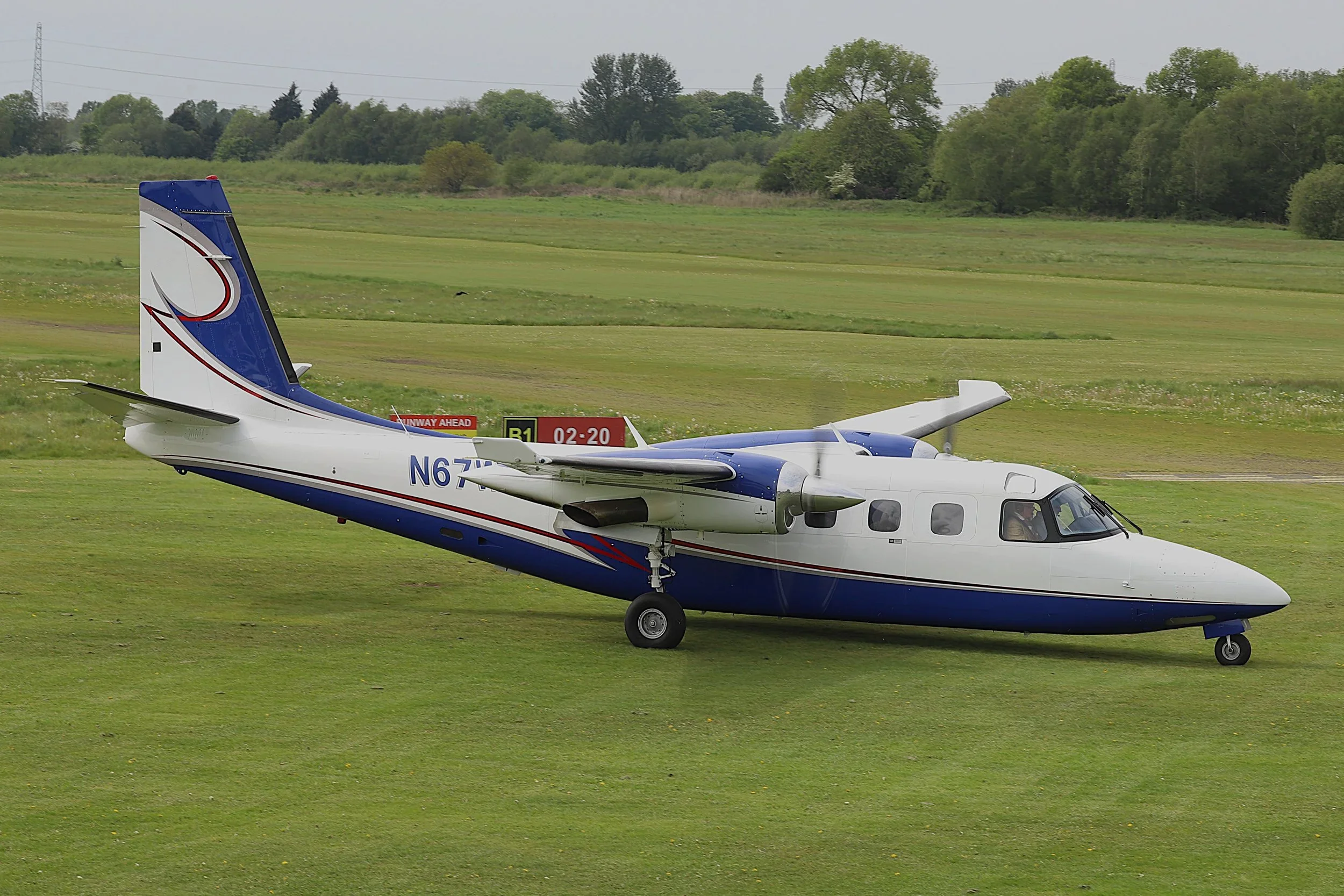 Thursday 7th May 2026 - Interesting visitor to Barton was N67WG a 44yr old Rockwell Jet prop Commander.  The aircraft performed a low pass following its departure.  Photo by Greg Mape.

