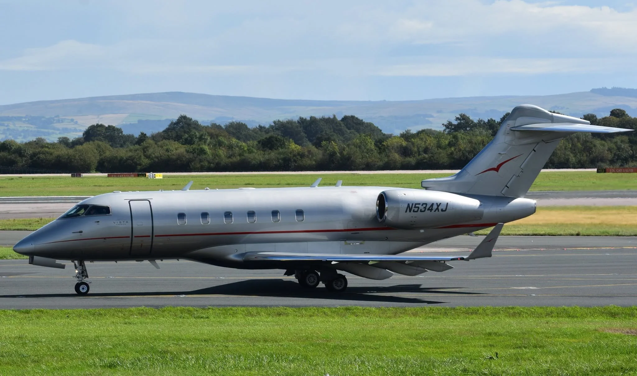 6th September 2026 - Vista America Bombardier Challenger 300 N534XJ arriving from Cannes - the aircraft later departed to Farnborough.  Photo: Mike Davies