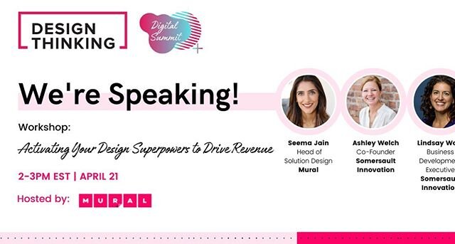 Join @ashleywelch4145 &amp; Seema Jain from Mural tomorrow (4/21) 2-3pm to learn how to apply design thinking to drive revenue.  Visit Mural website to sign up!  #sales #womeninsales #designthinking