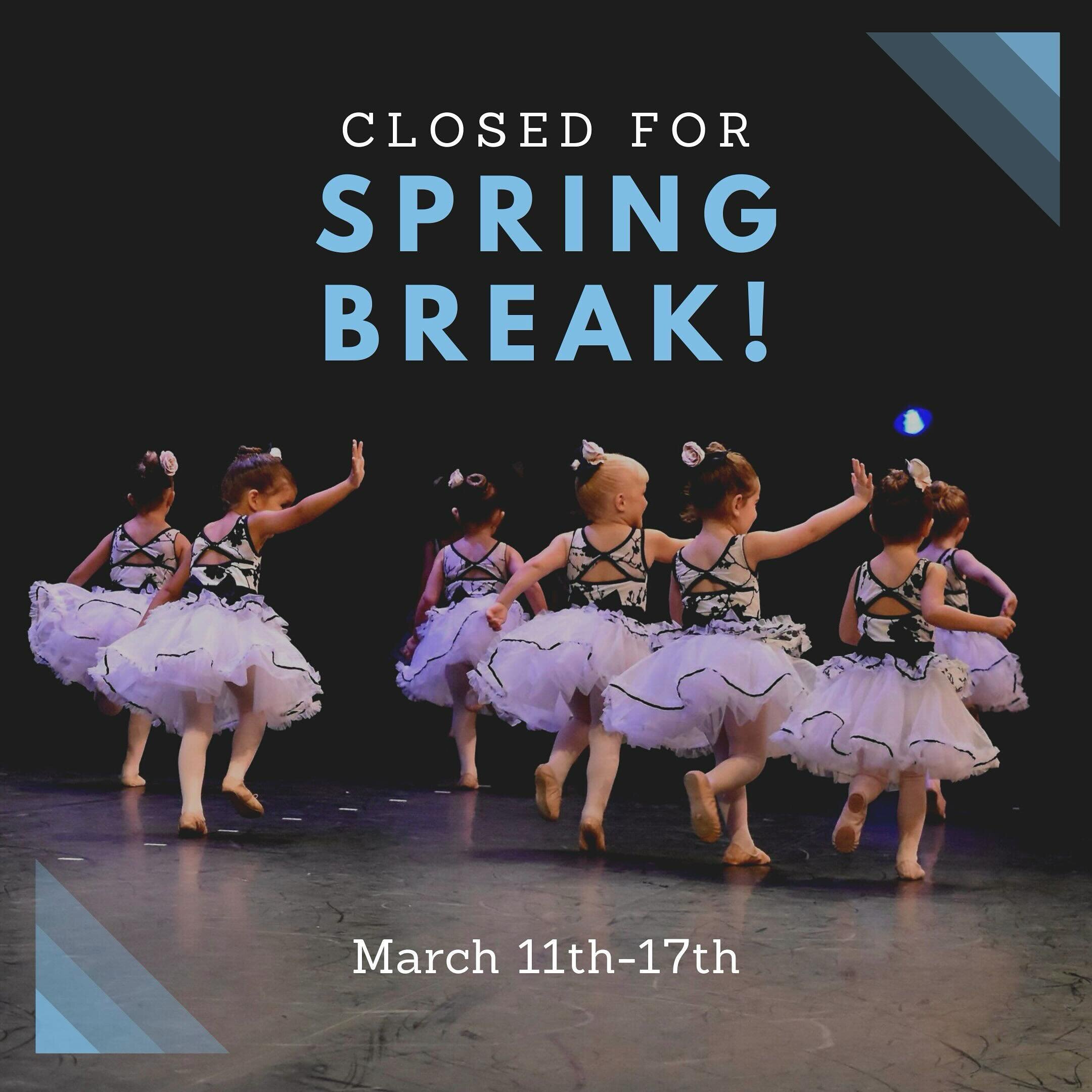 It&rsquo;s Spring Break! No classes this week, we&rsquo;ll see you back at the studio starting Monday, March 18th! 
&bull;
&bull;
&bull;
&bull;
&bull;
&bull;
#Dance #Dancers #SuncoastAcademyOfDance #DanceAtSuncoast #SuncoastDancers #Suncoastians #Art