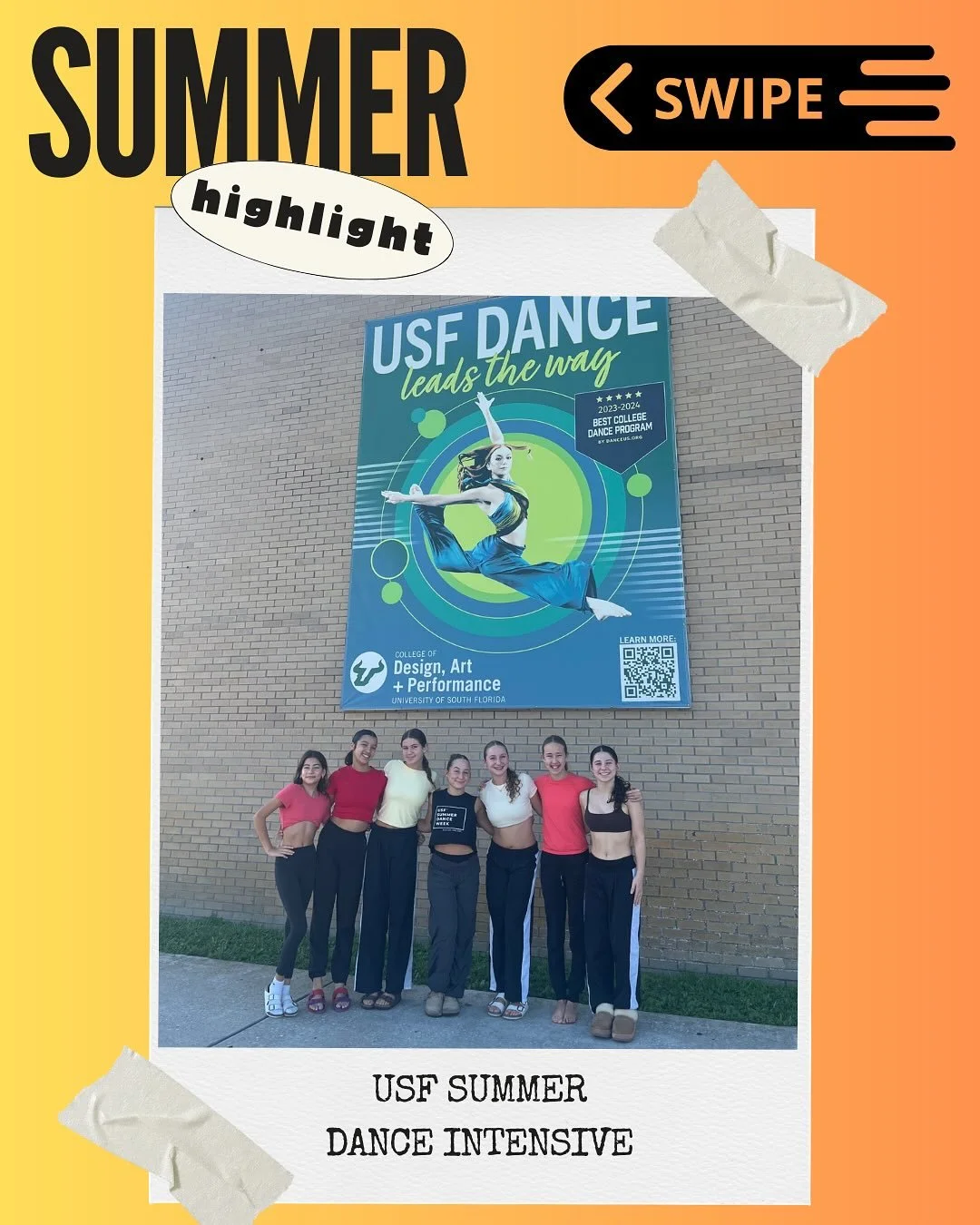 Our final Summer Highlight is the @usftheatreanddance Summer Intensive, which Emma, Natalie, Molly, Naomi, Ember, Hannah, and Everlee attended! 

Summer intensives are a great opportunity for dancers to gain new experiences, and we want our students 