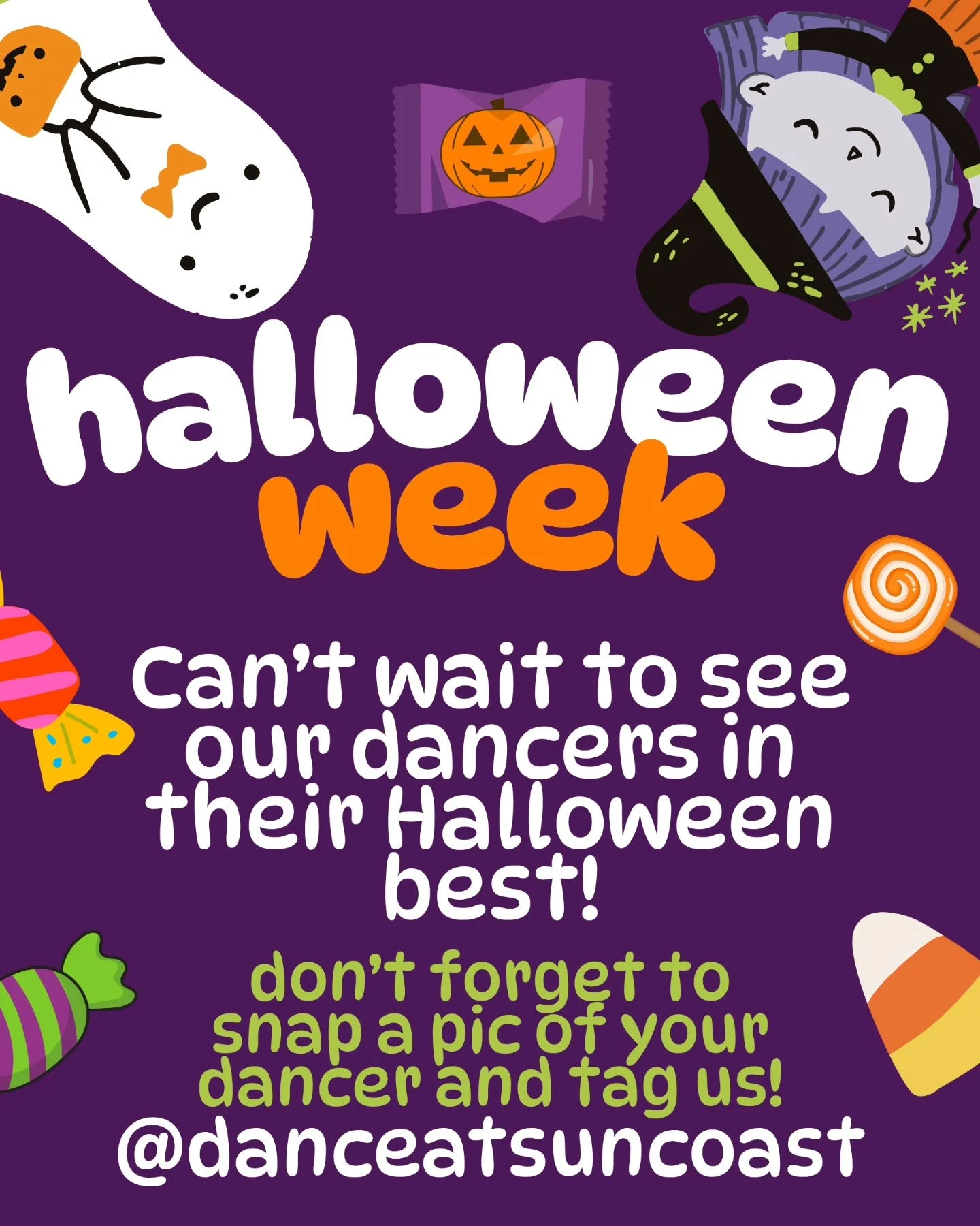 Don&rsquo;t forget to capture the magic! ✨

Share your dancer&rsquo;s Halloween costume photo and tag @danceatsuncoast

We can&rsquo;t wait to see your spooky style! 🎃💜

#HalloweenAtSuncoast #HalloweenDressUpWeek  #suncoastspirit #halloweenfun