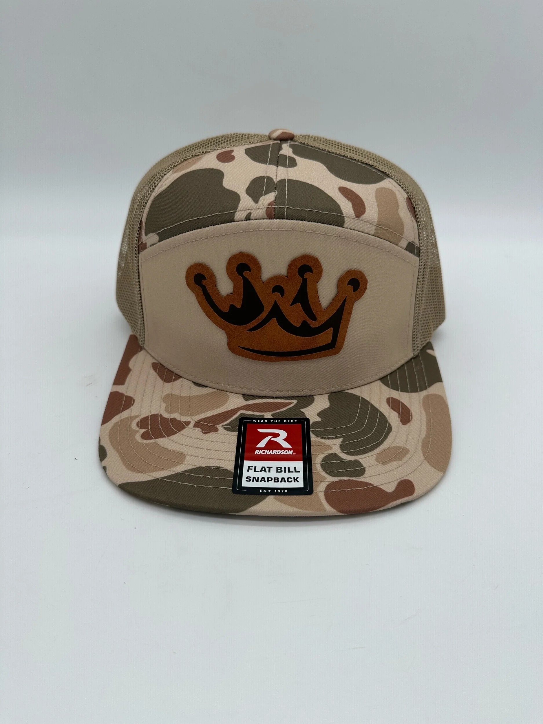Brown Camo leather patch hat