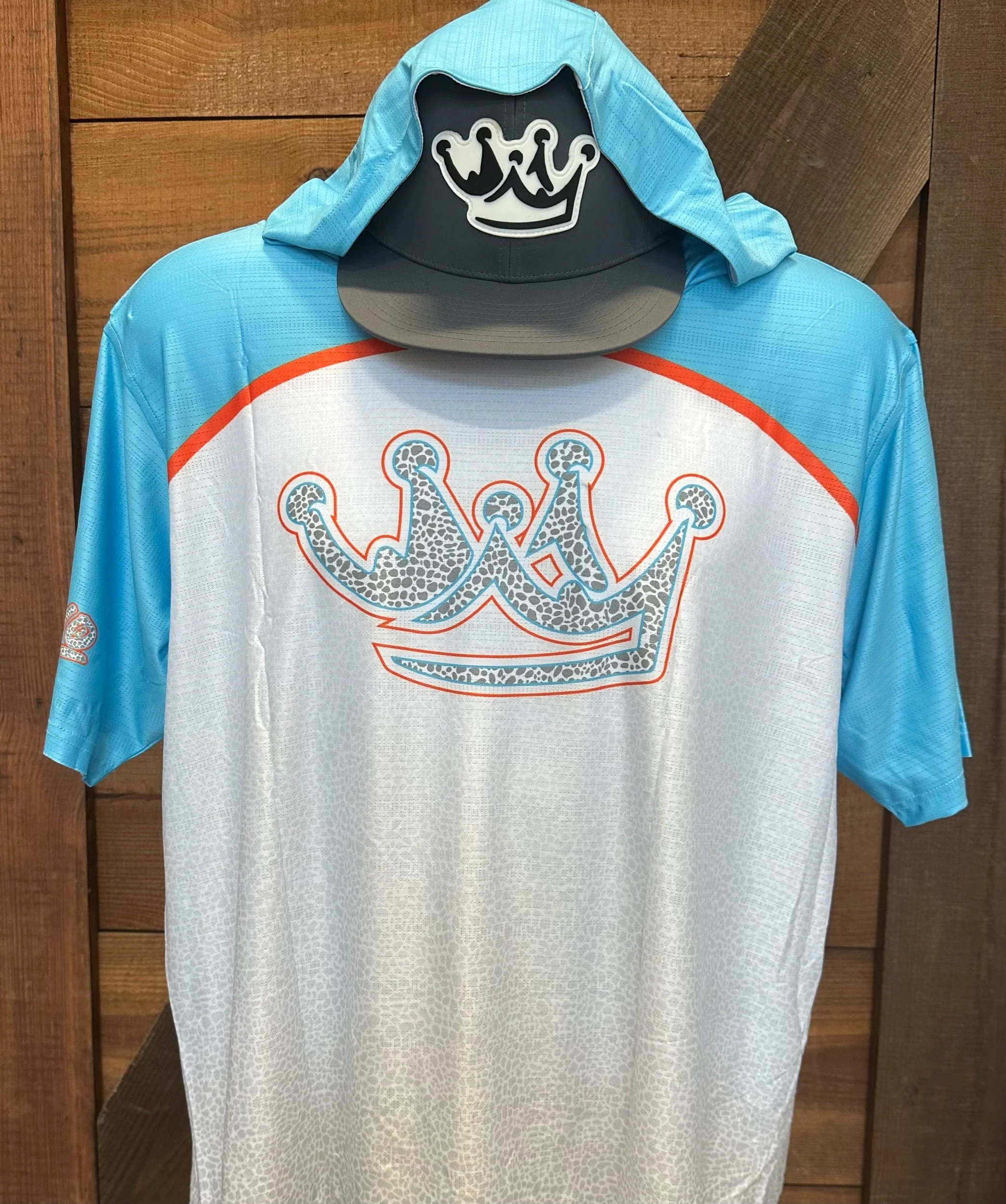Crown blue hooded jersey short sleeve