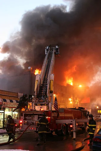 Ladder fully extended on engine 5