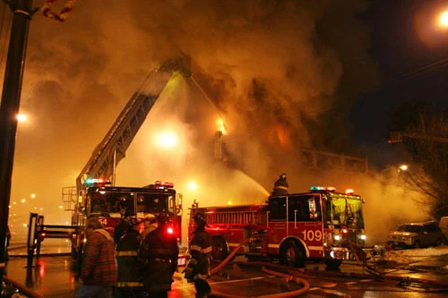 Engine 109 putting out fire