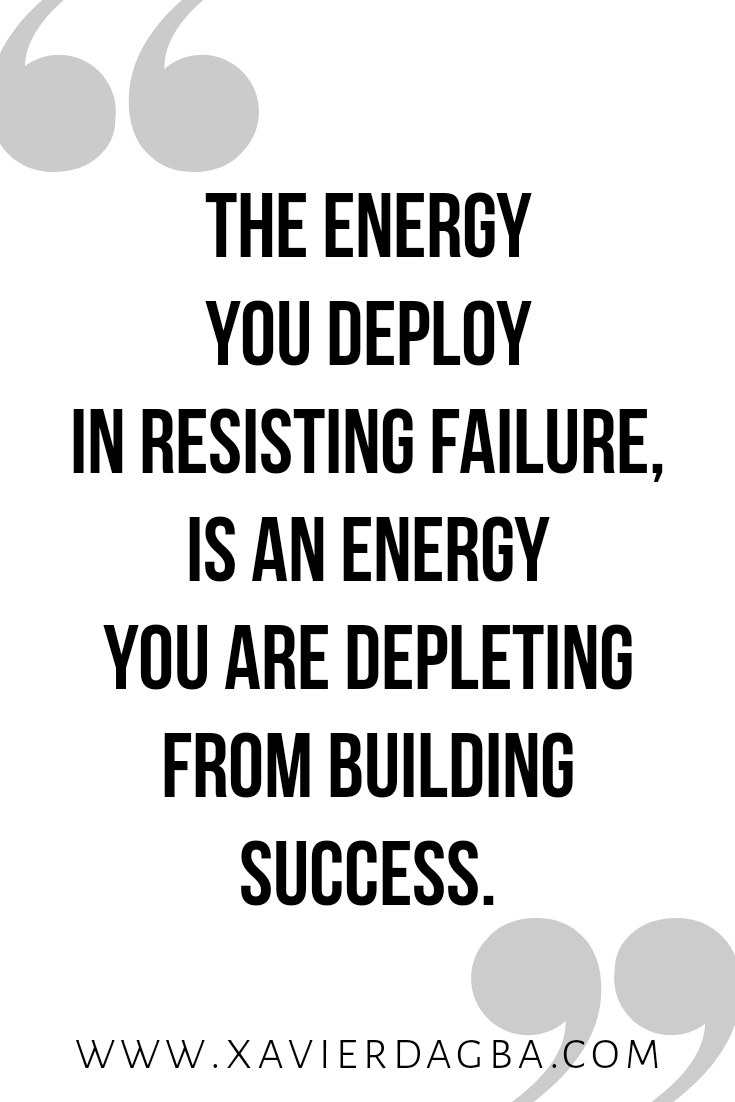 The energy you deploy in resisting failure, is an energy you are depleting from building success. Keep reading to find out how making peace with failure can liberate you to acheive more success. #quote #inspiration #motivation #mindset #success #successmindset #lawofattraction #blog #thriveblog
