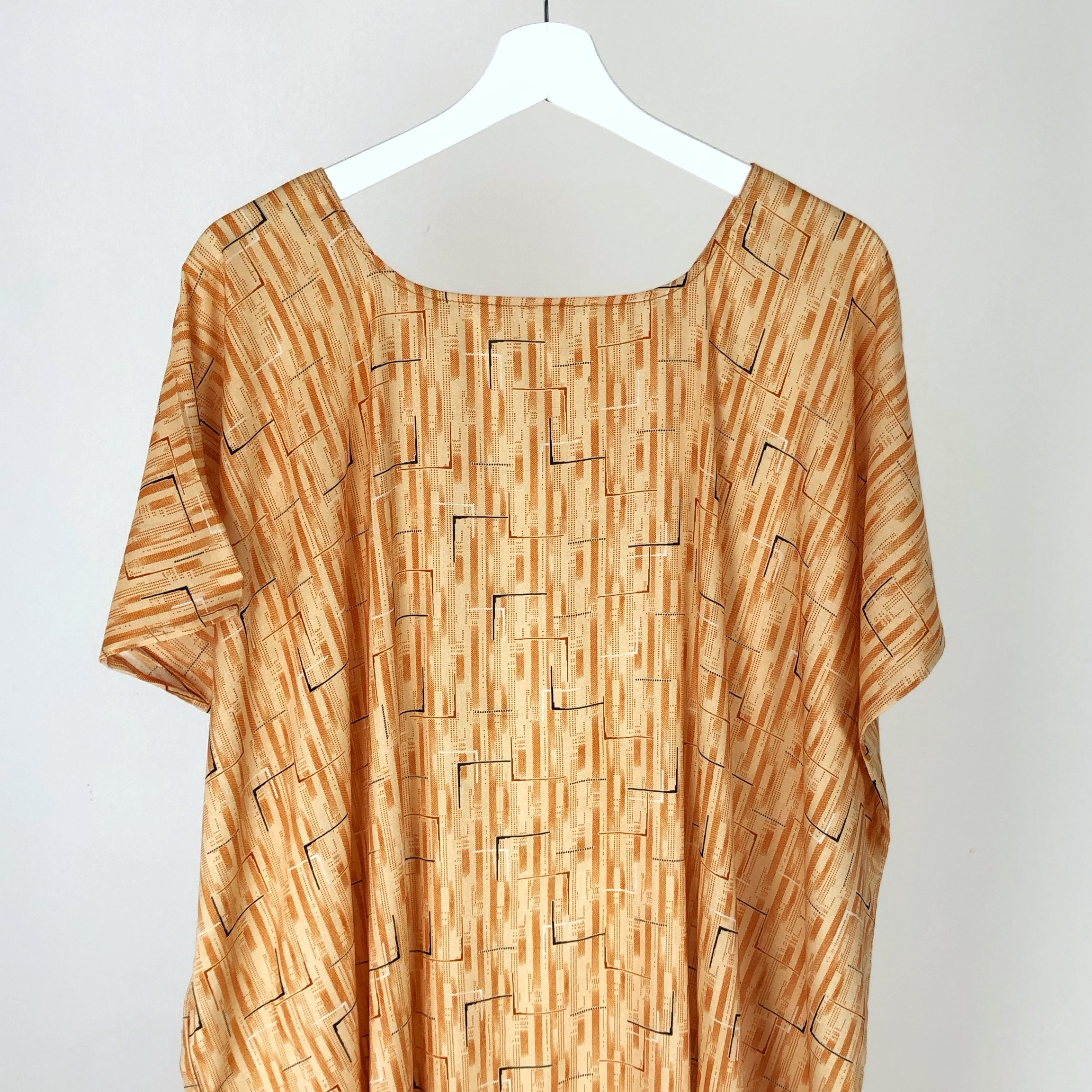 Orange, Grey and Black Geometric Baati