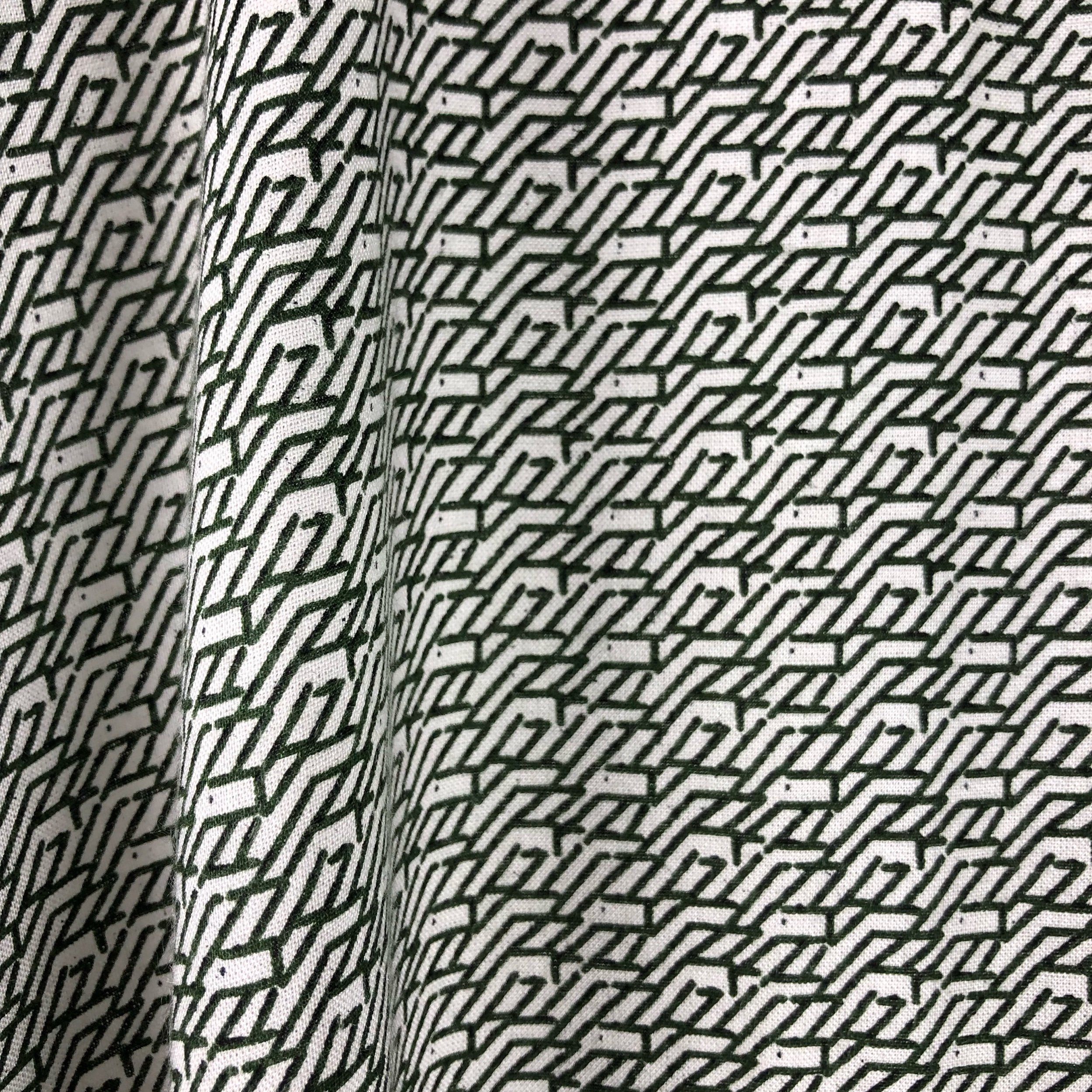 White and Dark Green Abstract Somali Baati (garment) dress Print
