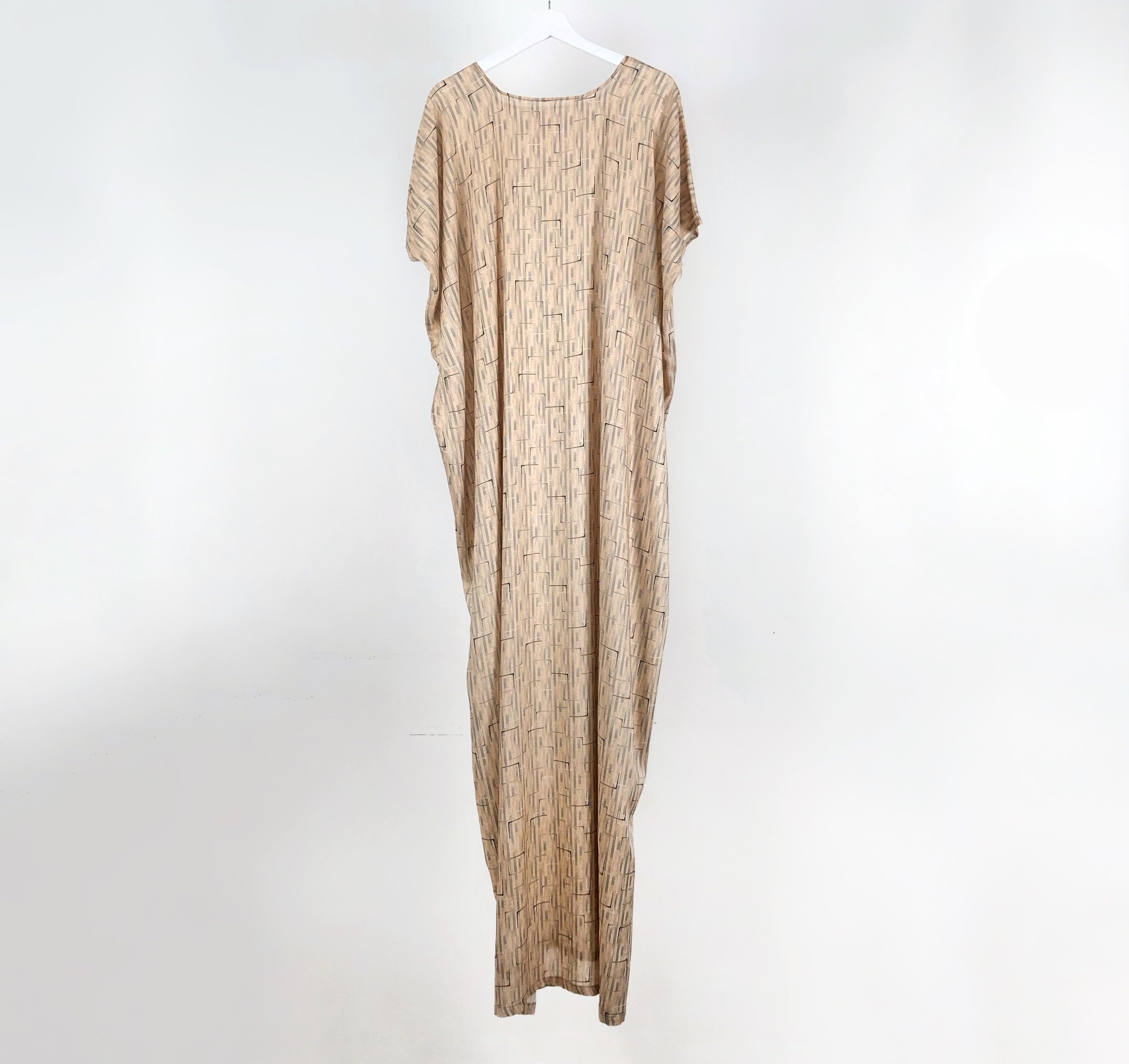 Beige, Grey and Black Geometric Baati (garment) dress