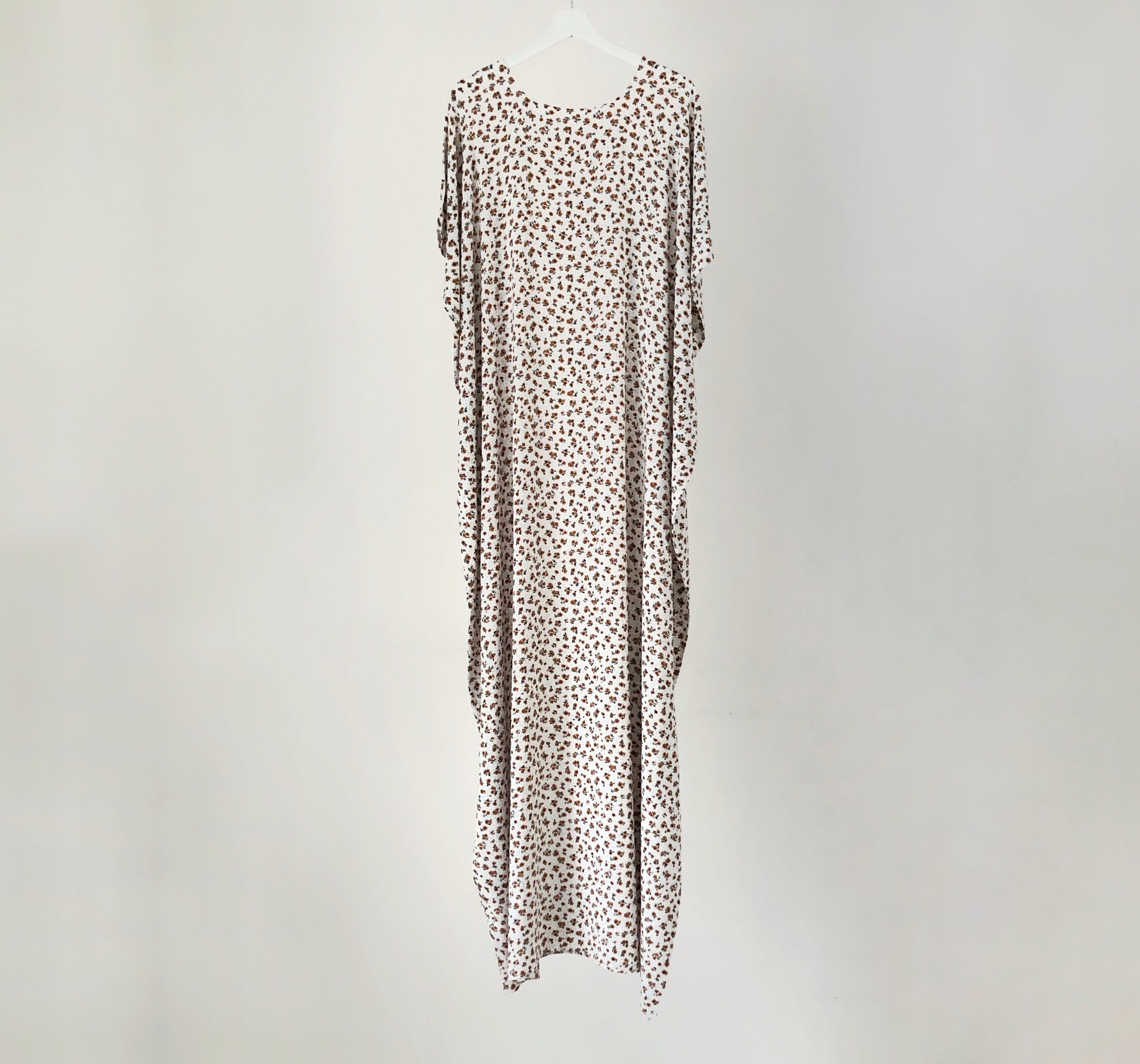 White, Ochre and Grey Floral Baati (garment) dress