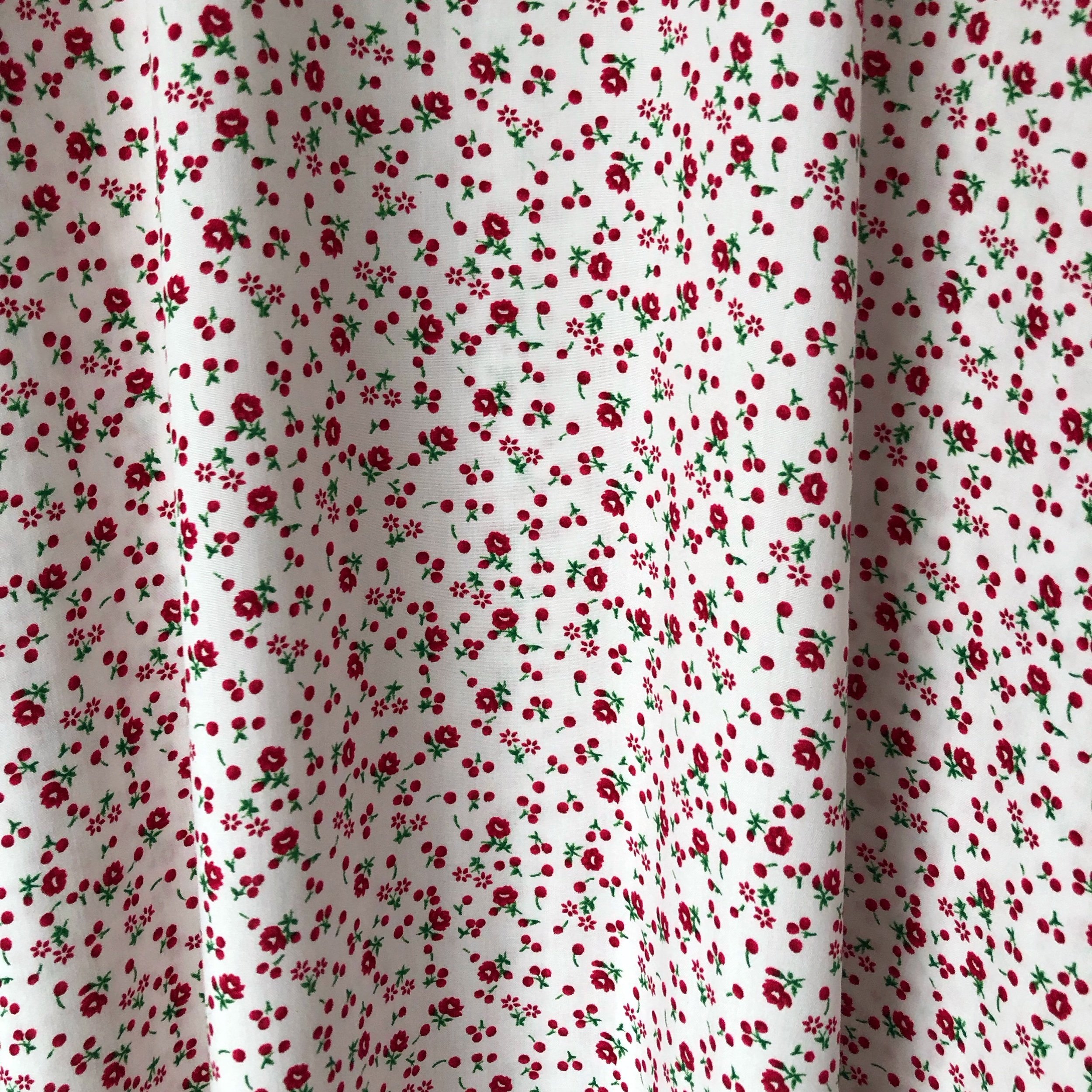 White, Rose Red and Green Floral Baati (garment) dress