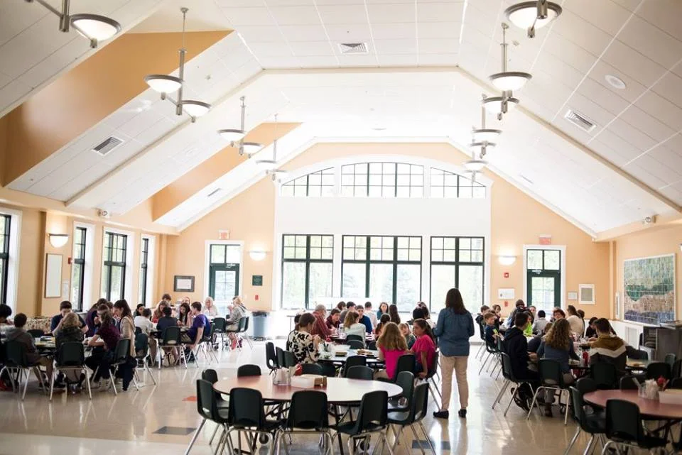 The inside of the state-of-the-art Stone Family Dining Hall during the Upper School (6-8) lunch.