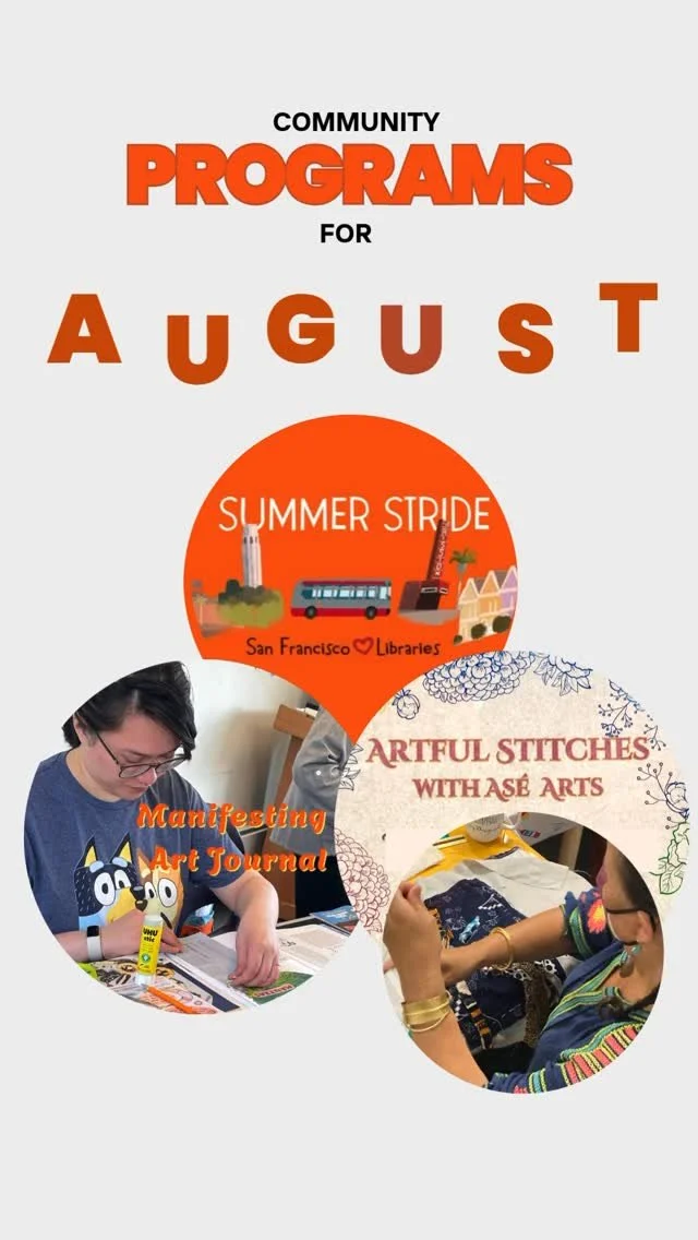Find us throughout August, closing out the season at SF Public Libraries for Summer Stride! 🌞📚
Asé Arts workshops are more than just creative activities—they’re intentional spaces to slow down, reflect, and reconnect with yourse