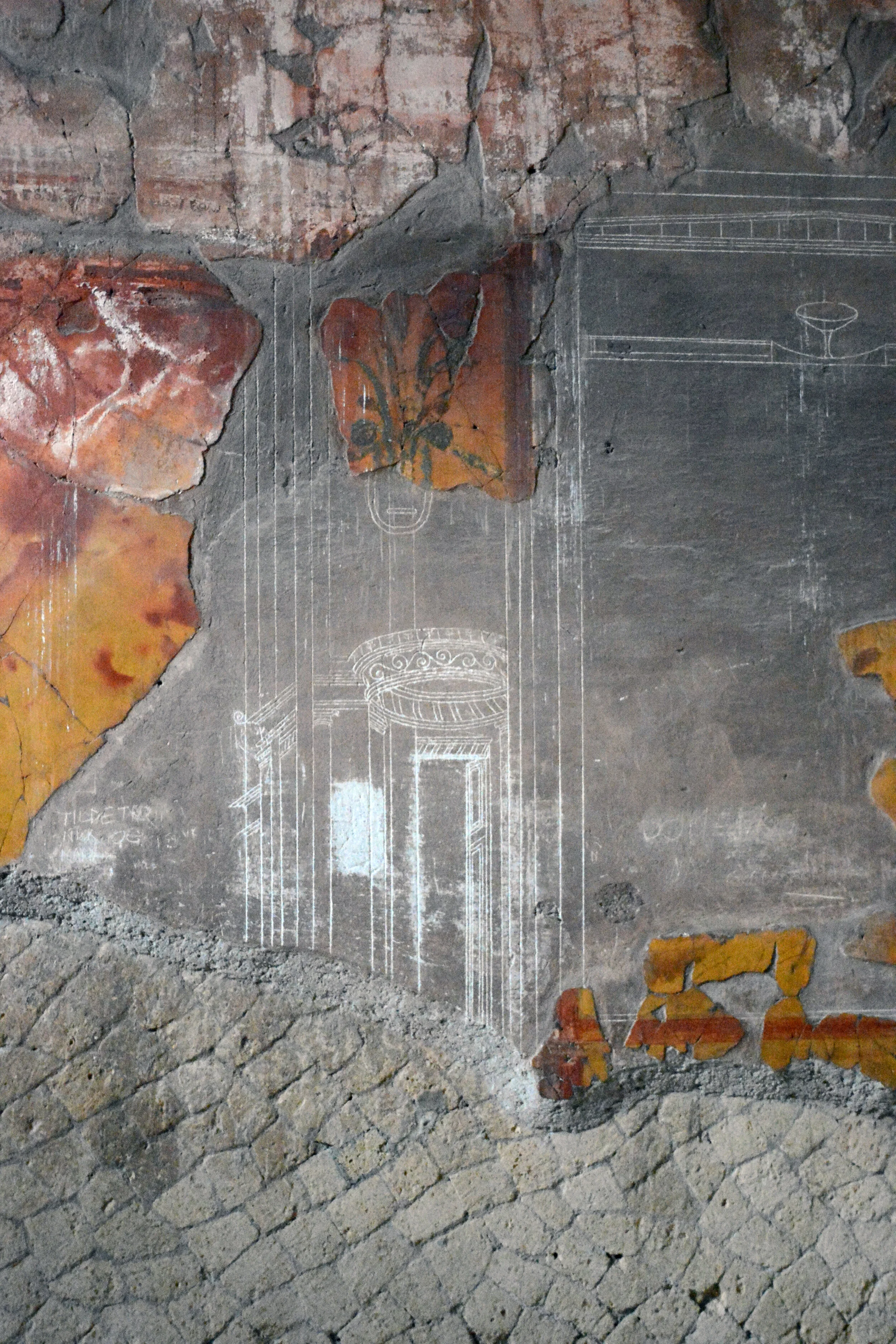 Fresco remnant with underlying sketch