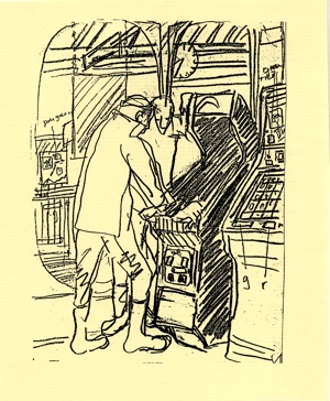 Young Men at Fruit Machines (pencil drawing) ©irenejuliawise