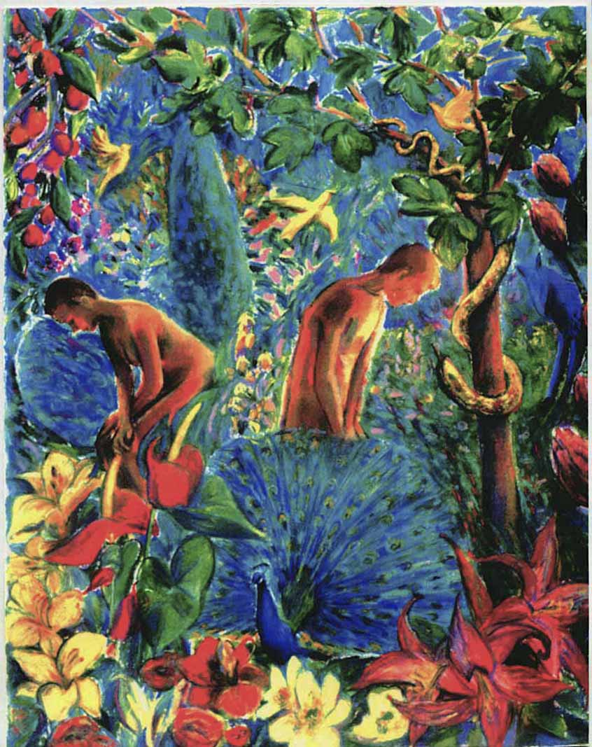Adam and Eve, Garden of Eden (pastels) ©irenejuliawise