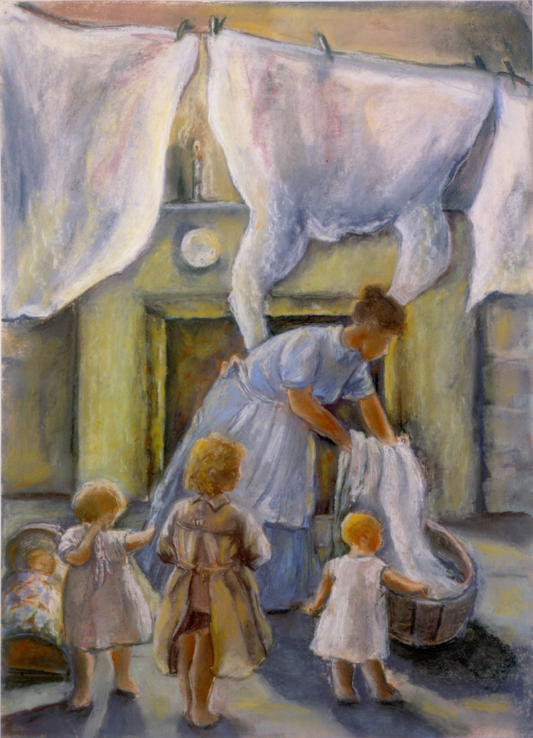 Hanging Washing: Tess of the d'Urbervilles, Thomas Hardy (pastels)  ©irenejuliawise, pastels