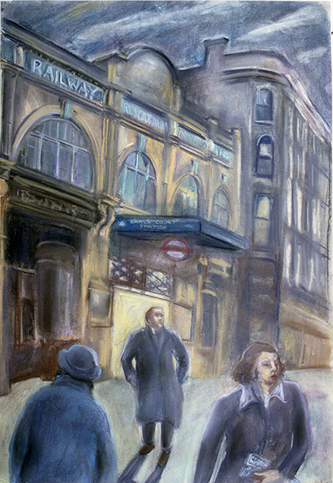 Earls Court Station (pastels) ©irenejuliawise