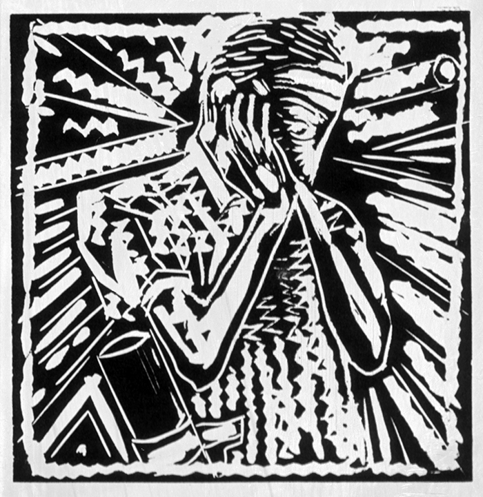 WW1 Poetry: Repression of War Experience, Siegfried Sassoon (linocut) ©irenejuliawise