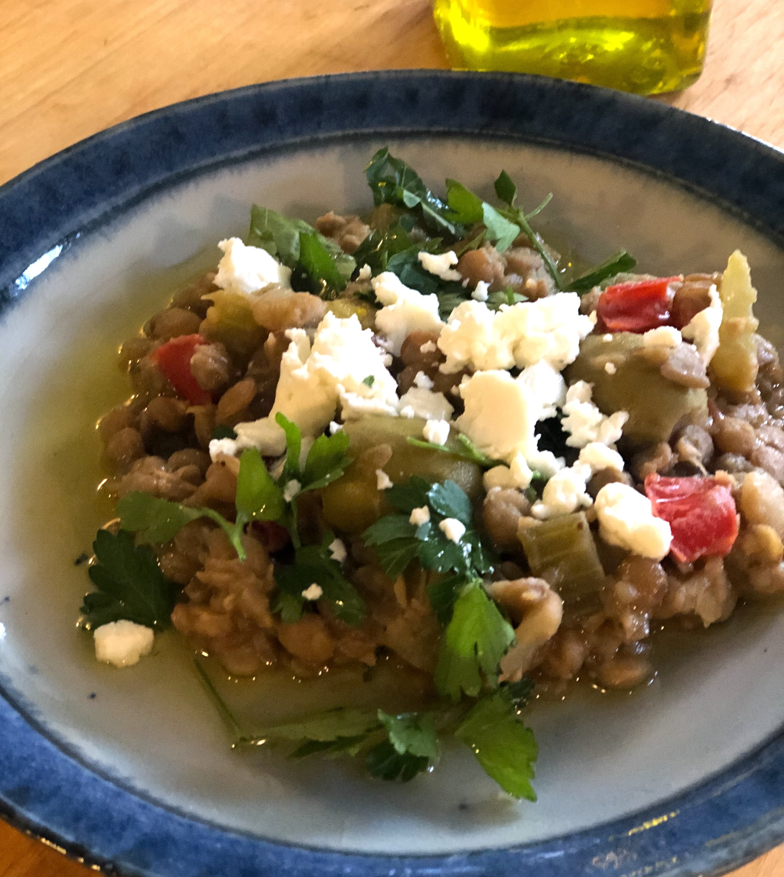 Warm Lentil Salad with Olives &amp; Goat Cheese