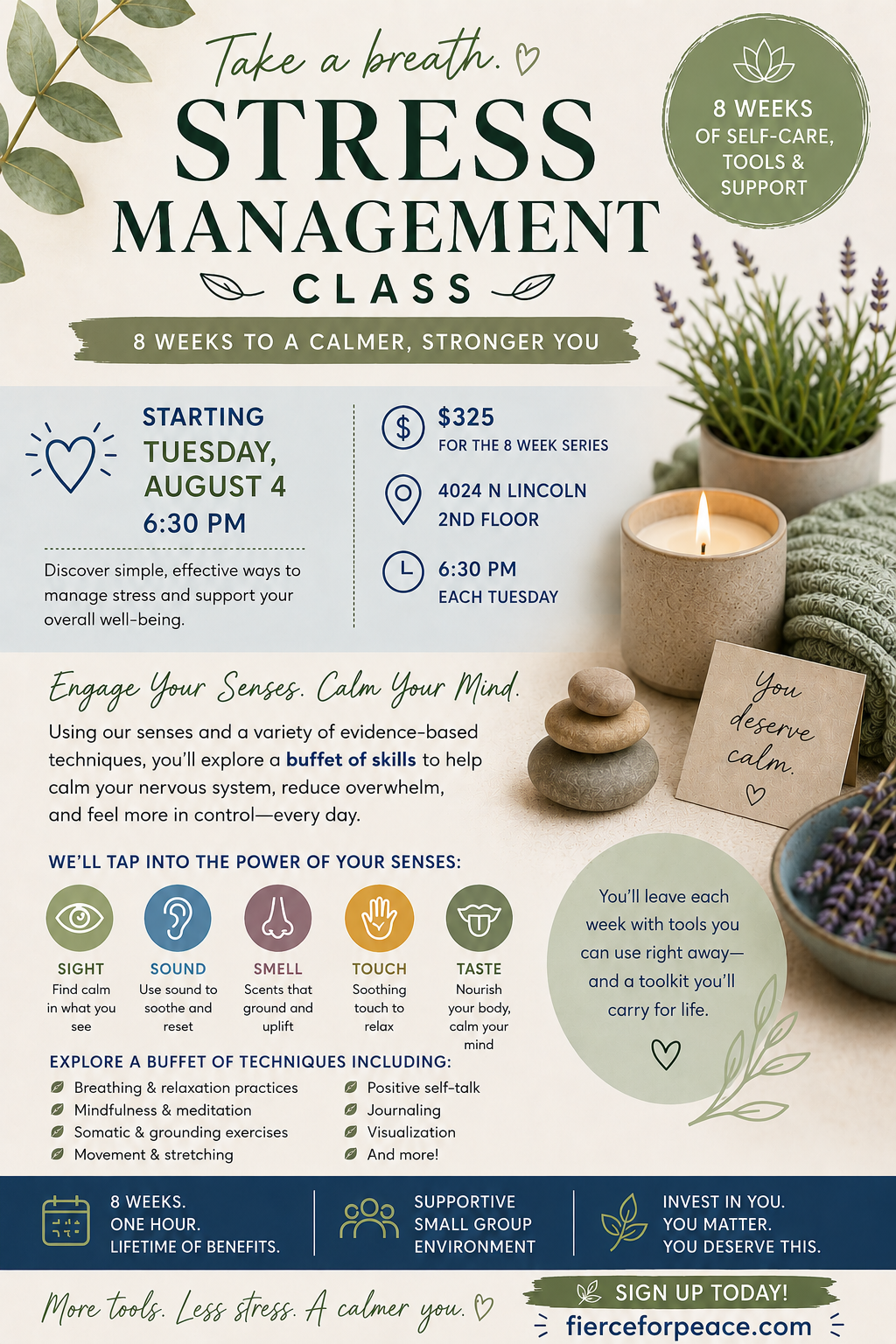 Stress Management Through the Senses- Starts Aug 4