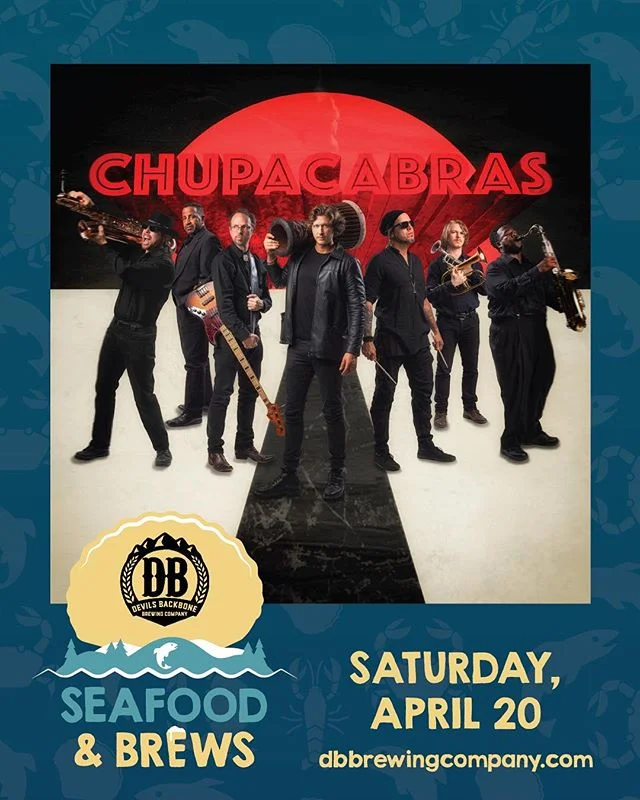 @chupacabrasmusic are performing this SAT 4/20 @devilsbackbonebrewingcompany alongside @dangermuffinmusic &amp; @tonycamm for #SeafoodandBrewsFest 🦞🎷🍻🦀✨ Link to Event Tickets 🎟 &amp; More Info in the bio👇 @devilsbackbonebrewingcompany