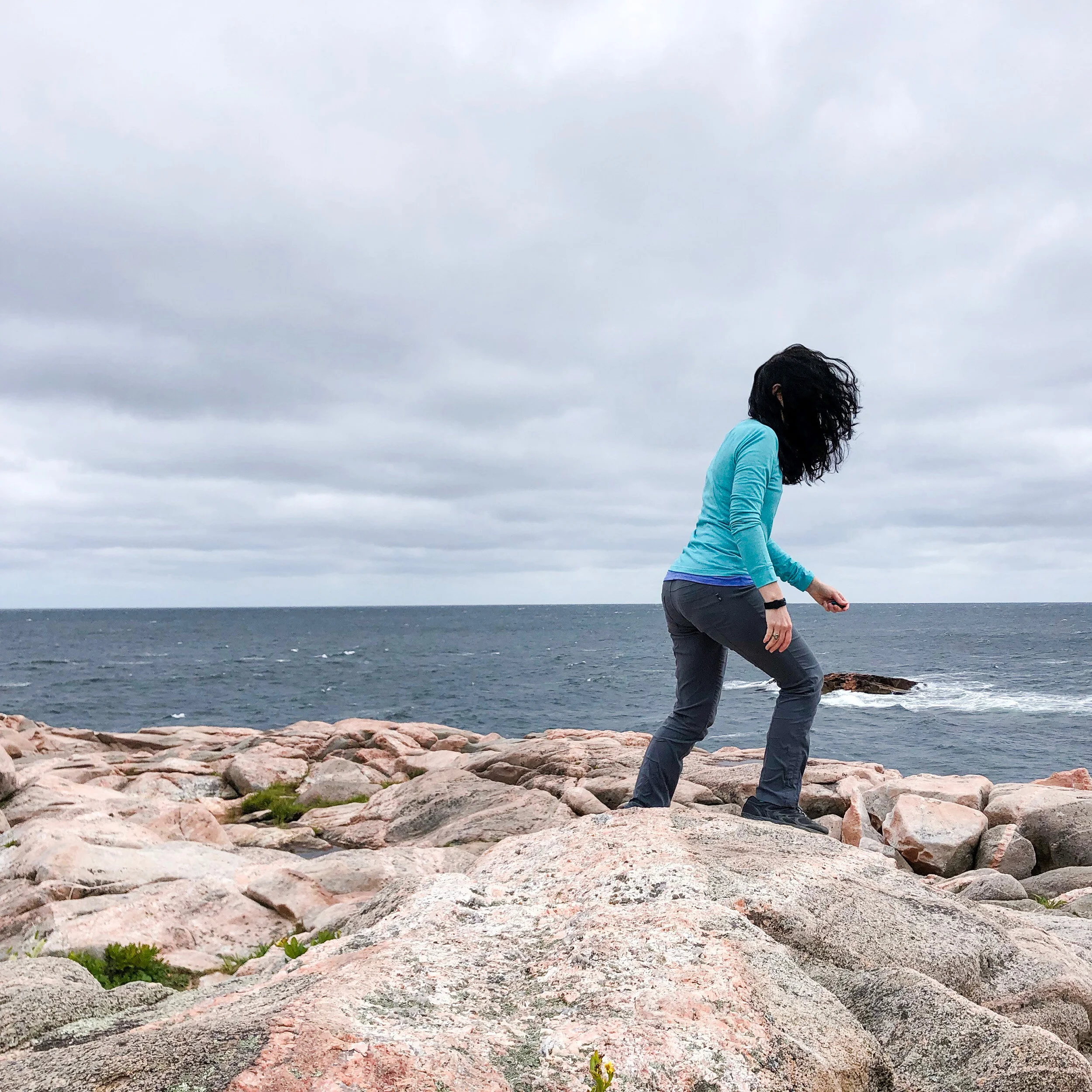Windswept and happy.
