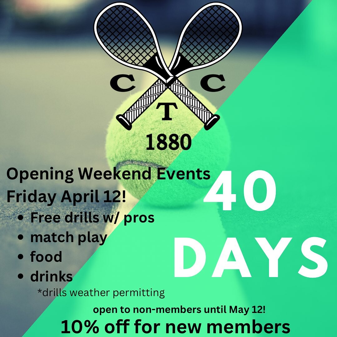 Come check us out in April! LOTS of fun events this summer good people. Check out our website! 🎾🕸 https://www.cincinnatitennisclub.com/become-a-member