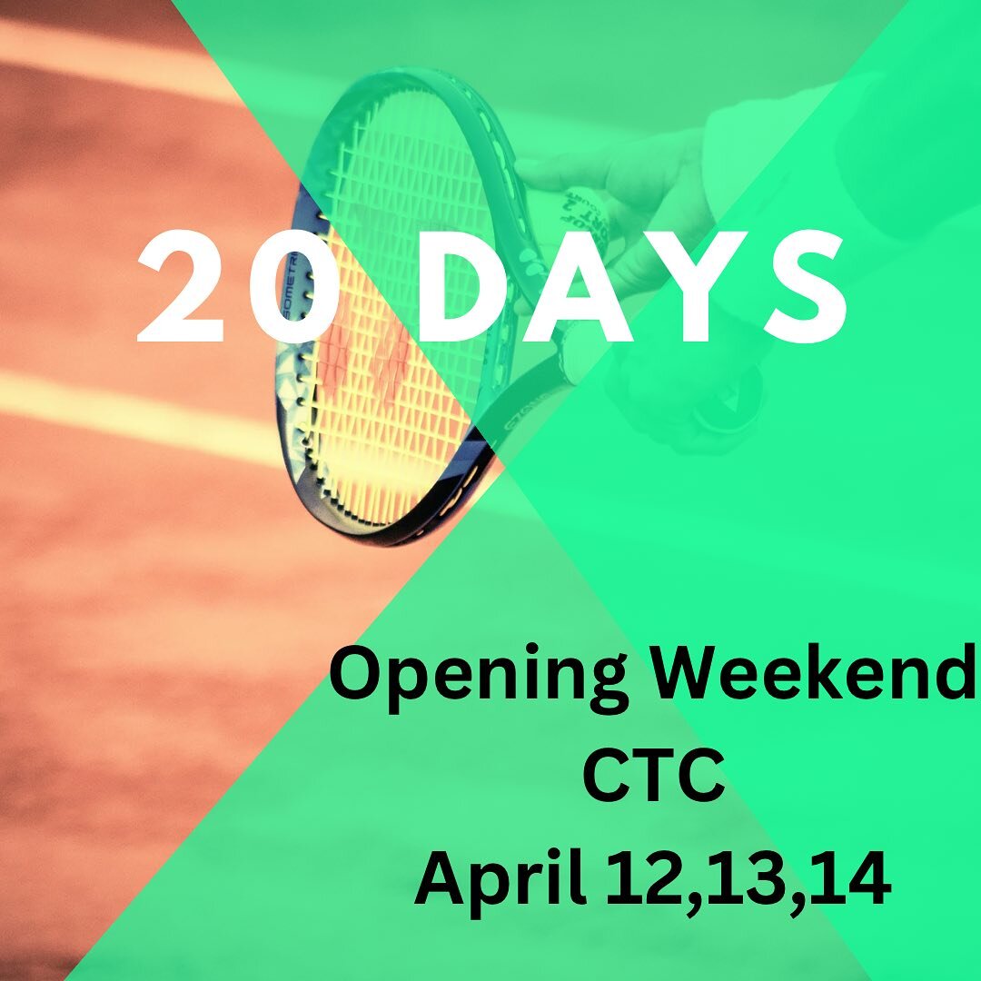 20 days until opening weekend at Cincinnati Tennis Club!