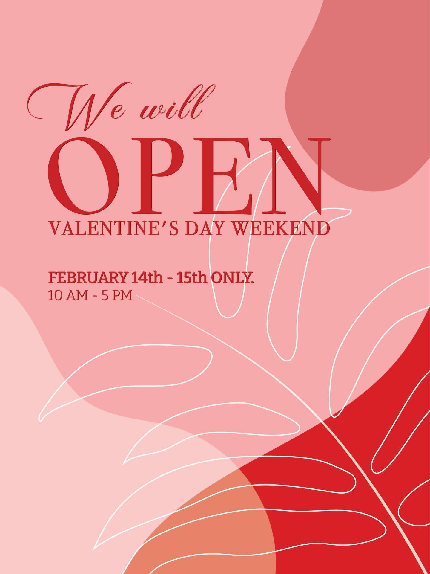 🌿 Did You Miss Us? 🌿 
Well then... we&rsquo;re thrilled to announce that we will be open for ONE weekend ONLY! And what&rsquo;s better than Valentine&rsquo;s Day weekend to open our doors and see your beautiful faces.
Whether you&rsquo;re a plant p