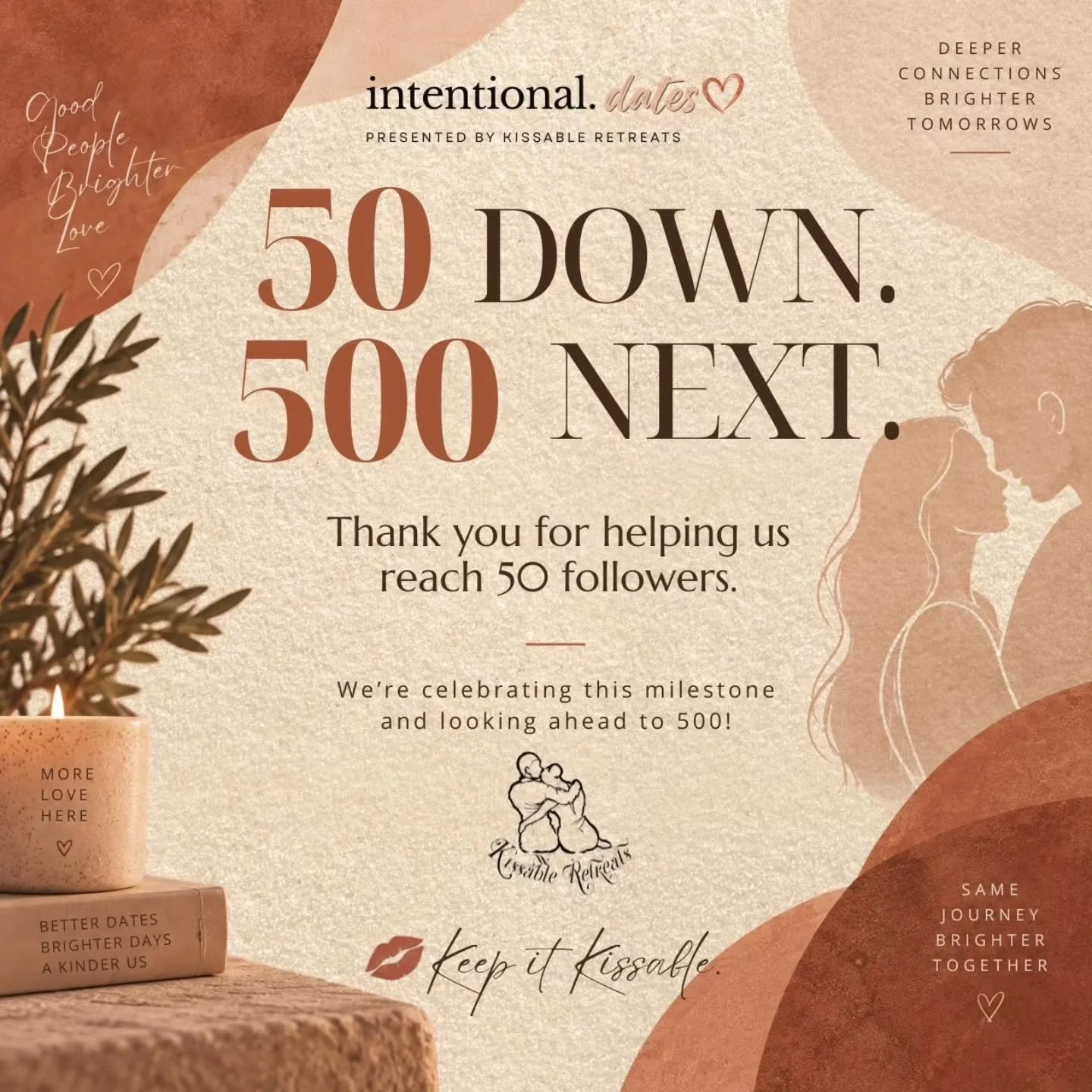 🎉 50 followers and growing!

We&rsquo;re celebrating every person who has chosen to follow, connect, and grow with Intentional Dates. 🤎

50 is the milestone.
500 is the next goal.

Thank you for being part of the journey. We&rsquo;re just getting s