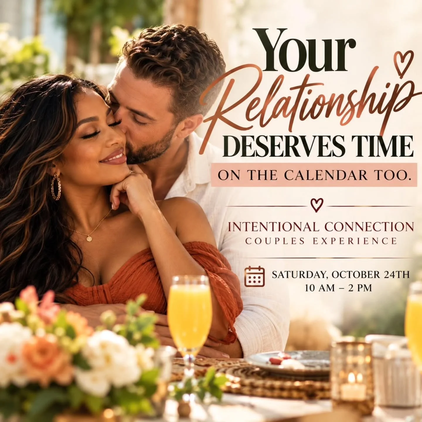 Hey Kissables💋. Your relationship deserves time on the calendar too. ❤️

On Saturday, October 24th, we&rsquo;re creating space for couples to slow down, reconnect, laugh, reflect, and be intentional about each other.

The Intentional Connection Coup