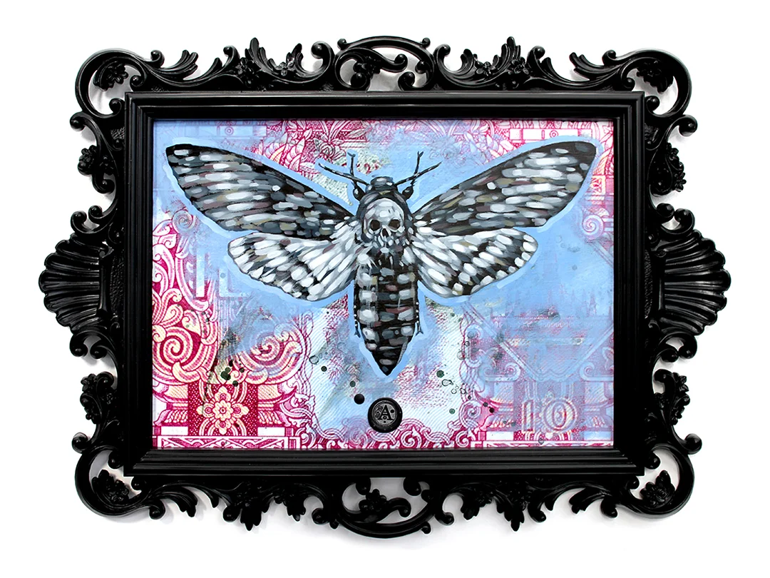 Title: DARK HARVEST Original mixed media oil painting. 20" X 14.25" SOLD Would you care for a sticker of this piece? Click Here!
