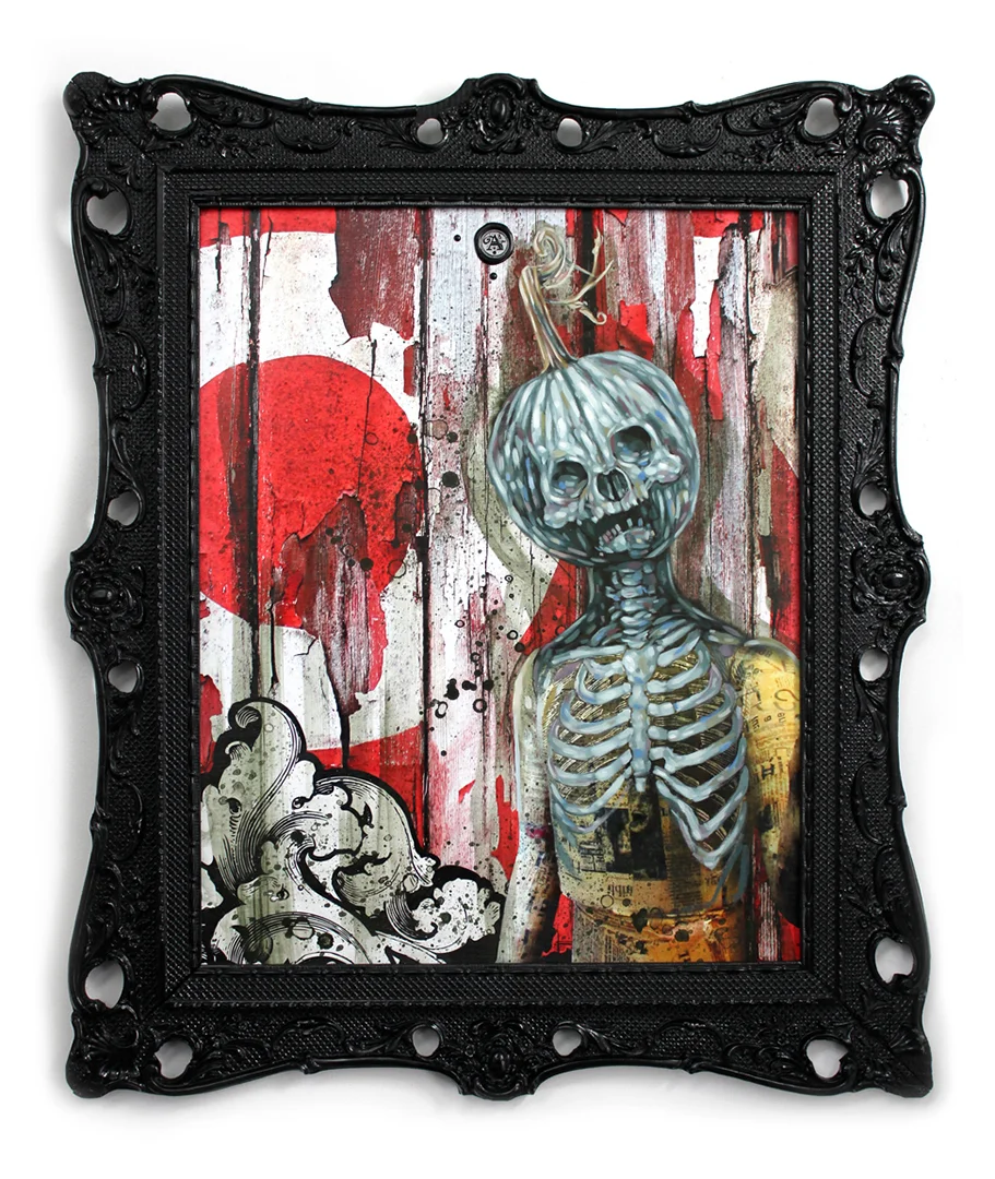 Title: DEAD-O-LANTERN Original mixed media oil painting. 22.5" X 26.5" SOLD Looking for a print of this painting? Click Here!