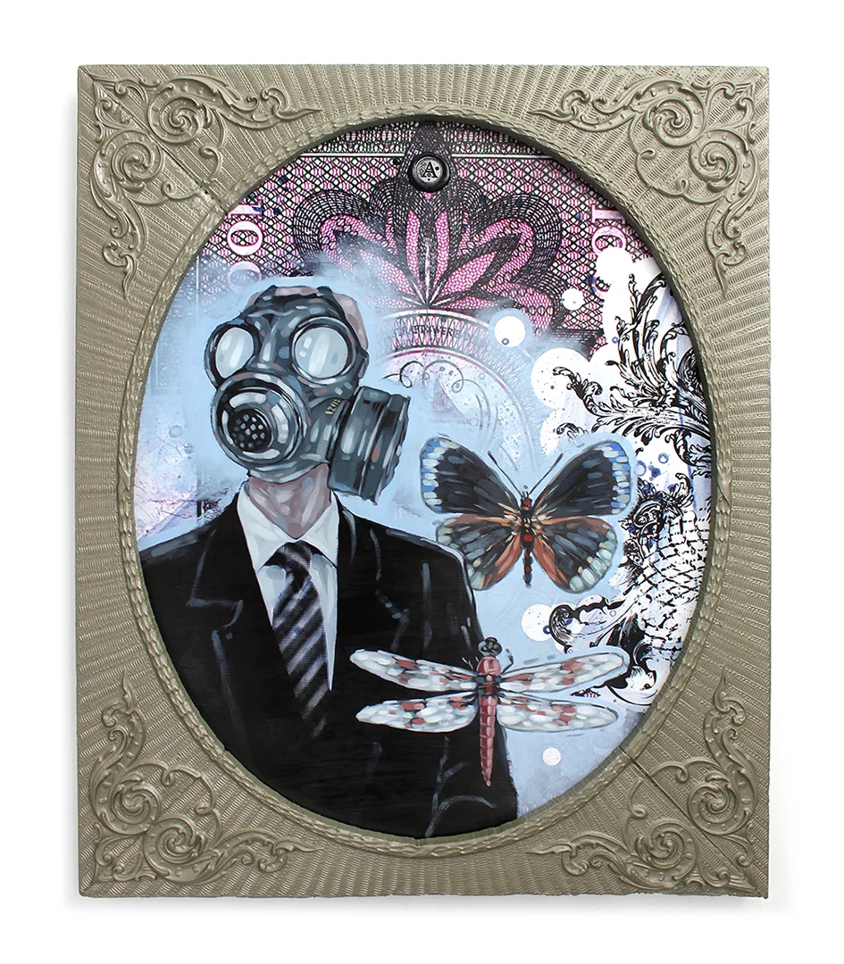 Title: NUCLEAR DAYDREAM Original Mixed Media Oil Painting. 18.25" X 22.25" SOLD