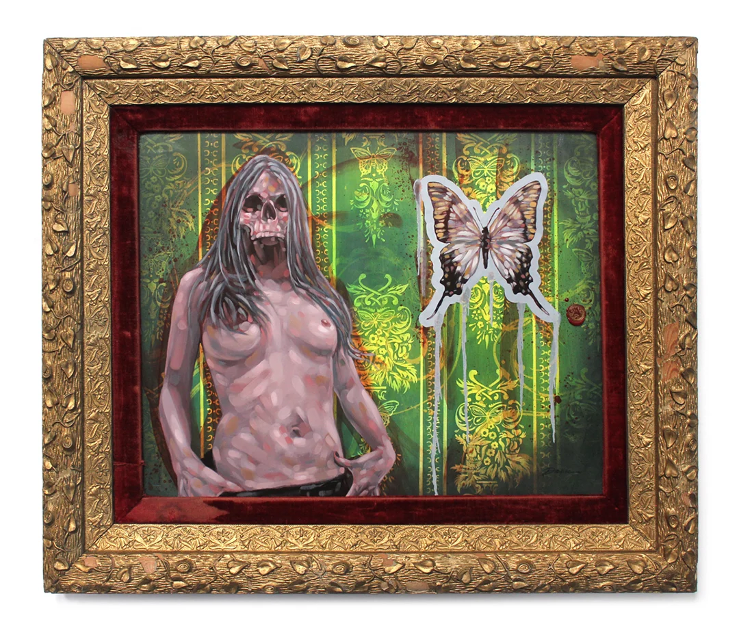 Title: PESTILENCE Original mixed media oil painting. This is a collaborative piece that I did with the lovely and talented Lara Dann. 27.25" X 23.125" NFS