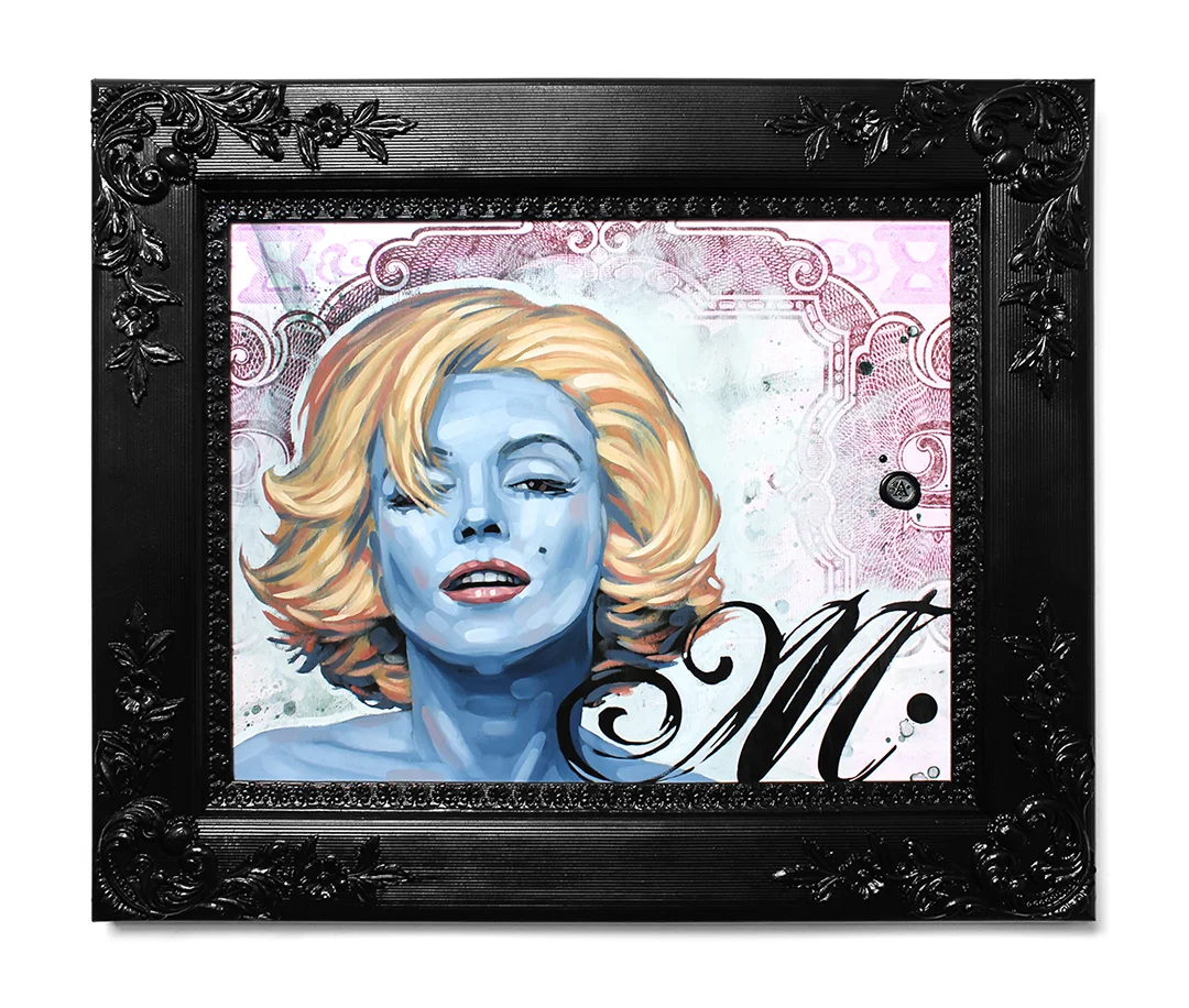 Title: THE BOMBSHELL Original mixed media oil painting. 27.25” X 23.25” SOLD Looking for a print of this painting? Click Here!