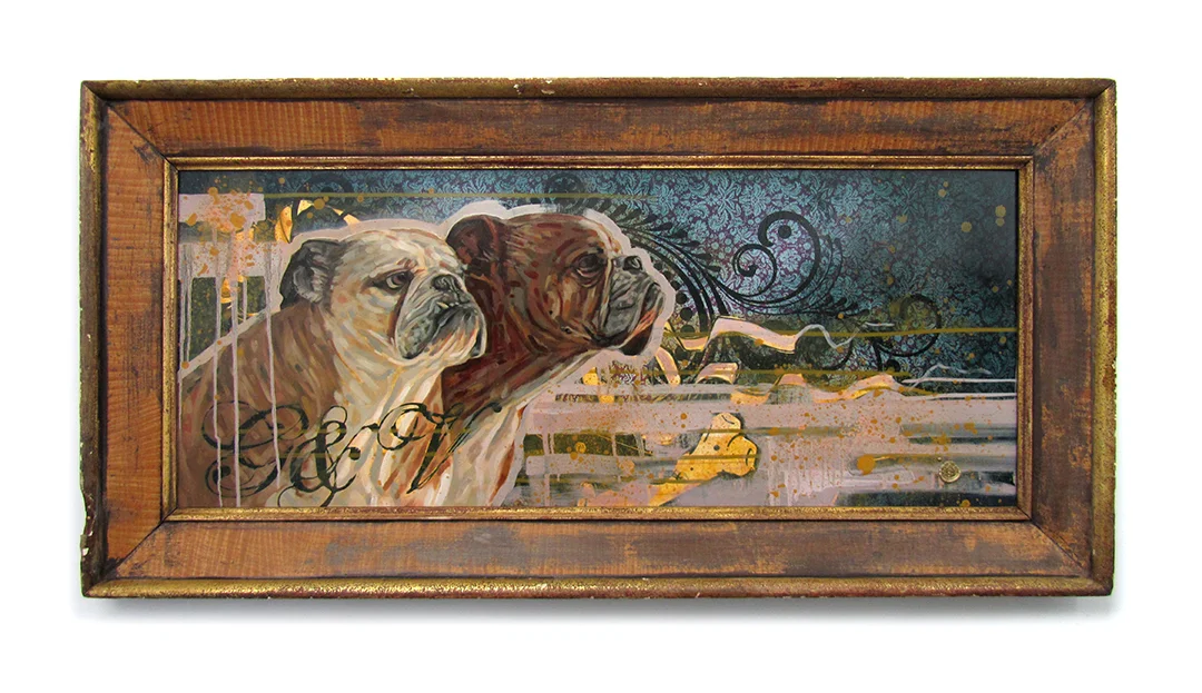 Title: VINNIE & GRACIE Original mixed media oil painting. 41" X 20.5" NFS - Commission