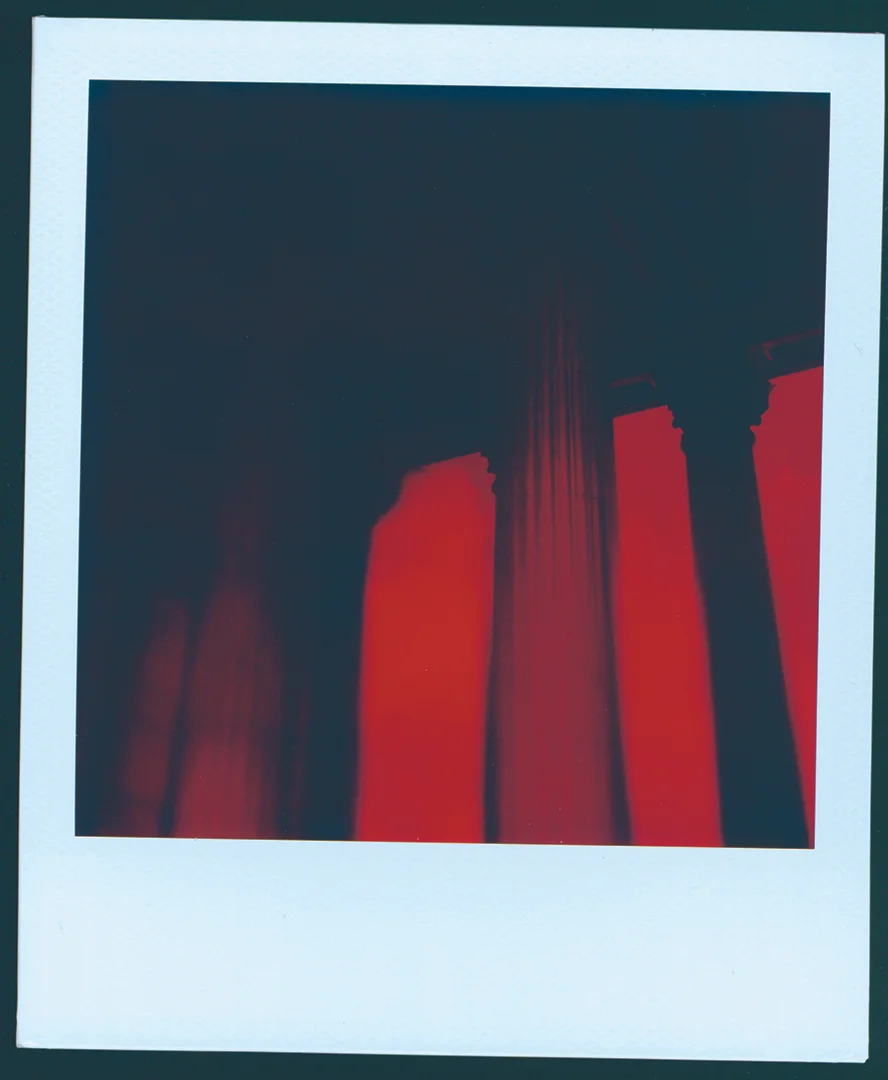 Title: MBC 1 This is a government building in in Rome that they built for Mussolini for his birthday that I shot with an old SX-70 Land Camera. The nickname for this building is "Mussolini's Birthday Cake."