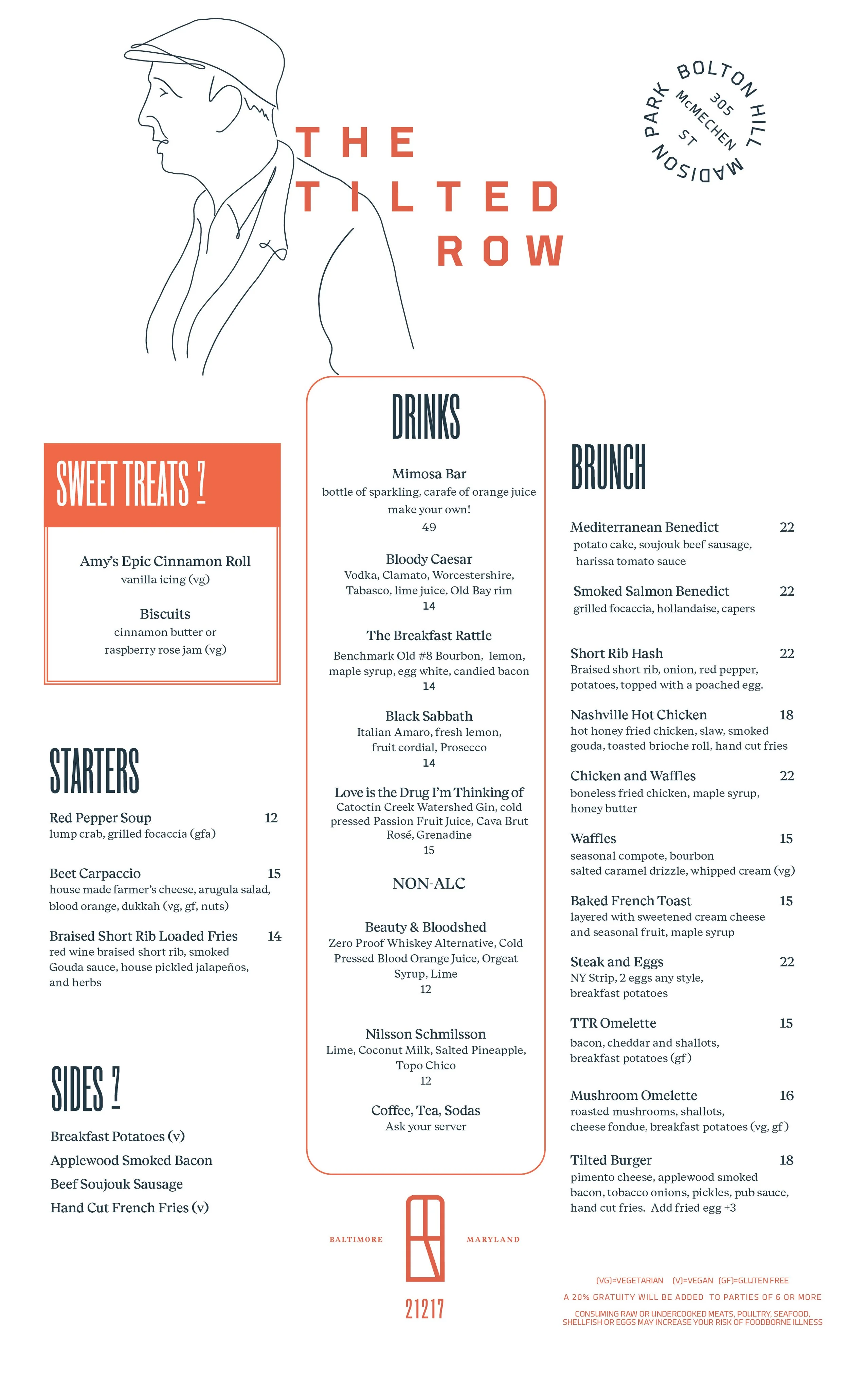 Menu — The Tilted Row
