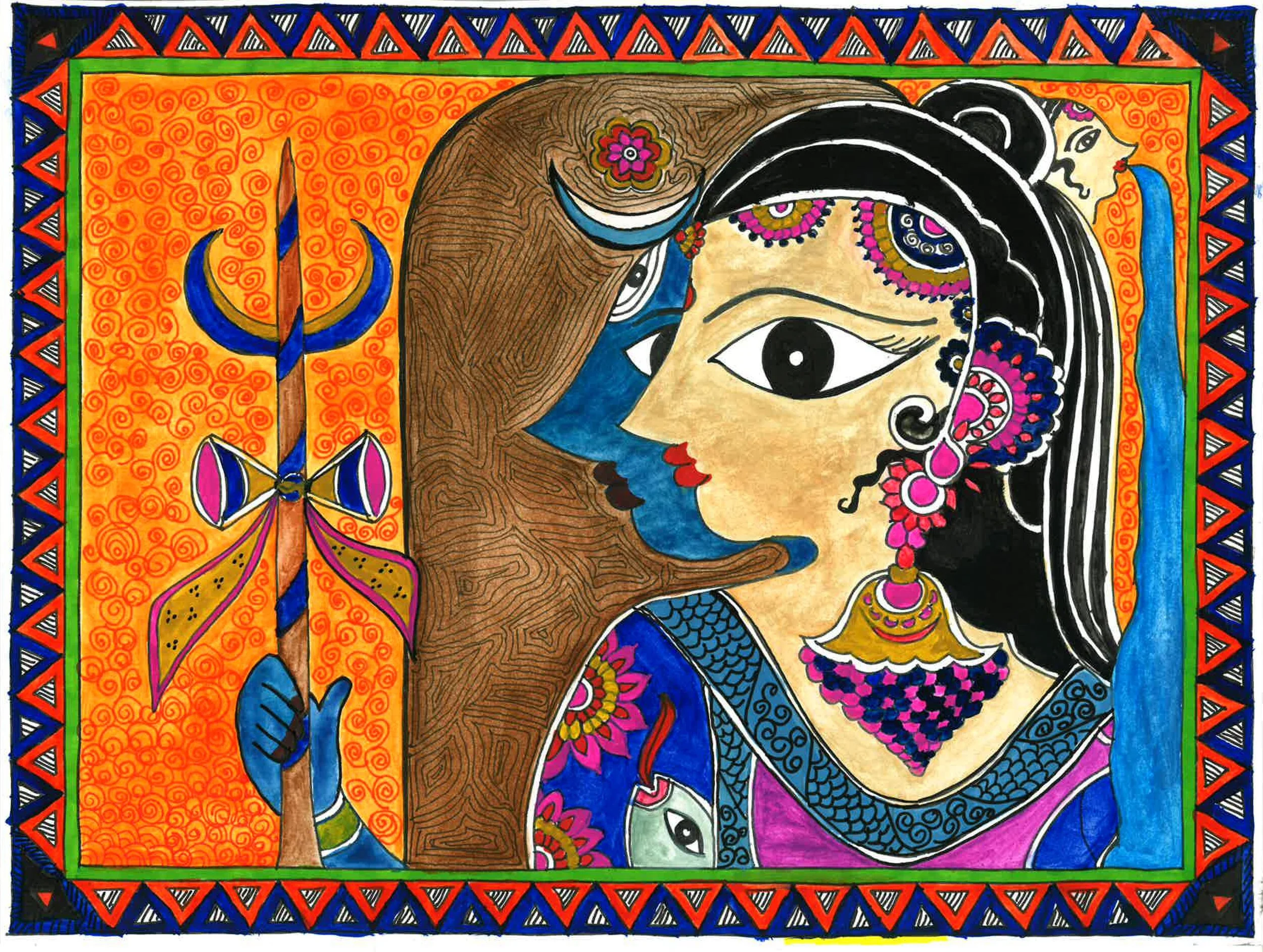 Madhubani Art Print - Shiva