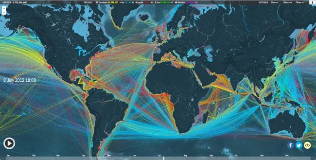 Animated and Interactive Global Shipping Visualization