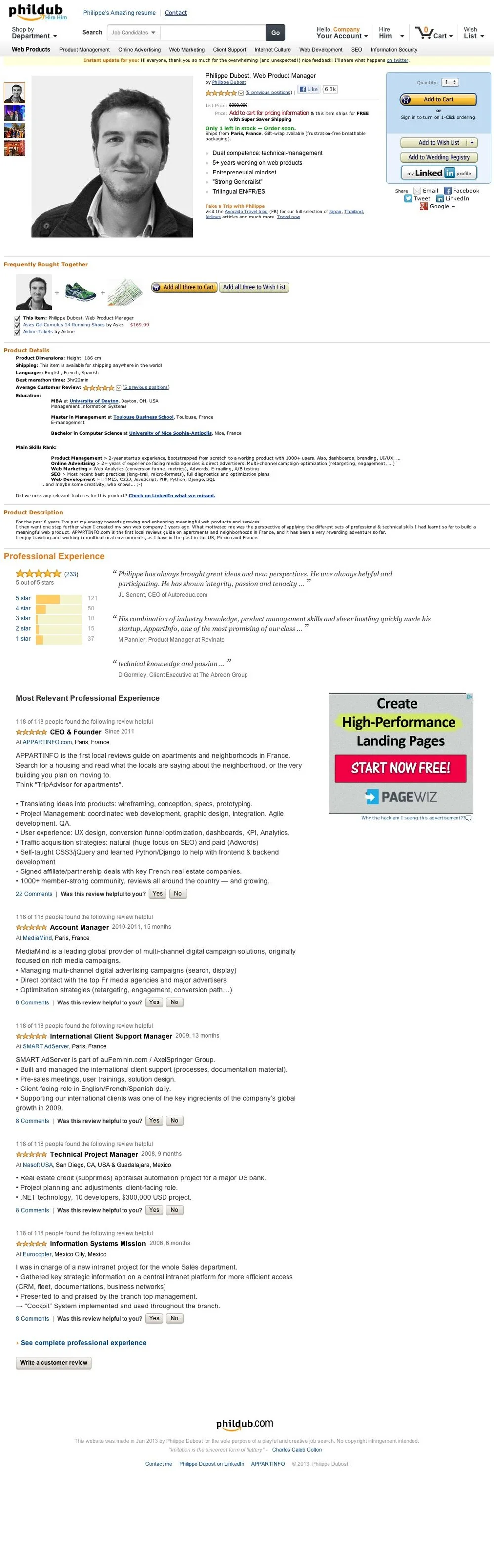 Philippe Dubost's Amaz'ing Resume