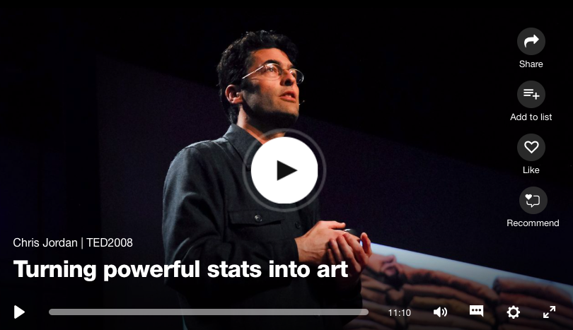 Chris Jordan's TEDTalk 2008 - Visualizing Our World [video]