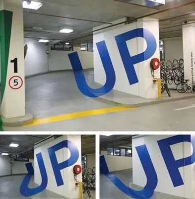 Anamorphic Parking Garage Signage