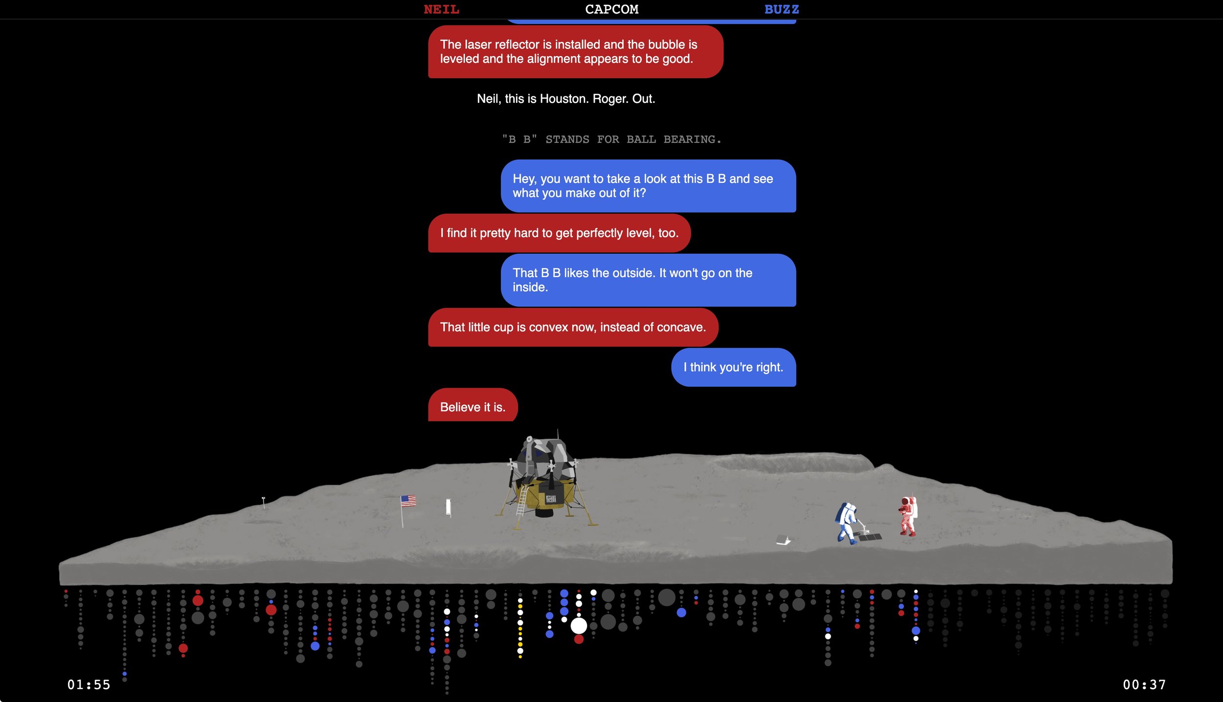 Neil & Buzz Go For A Walk Bubble Visualization of Radio Transmissions
